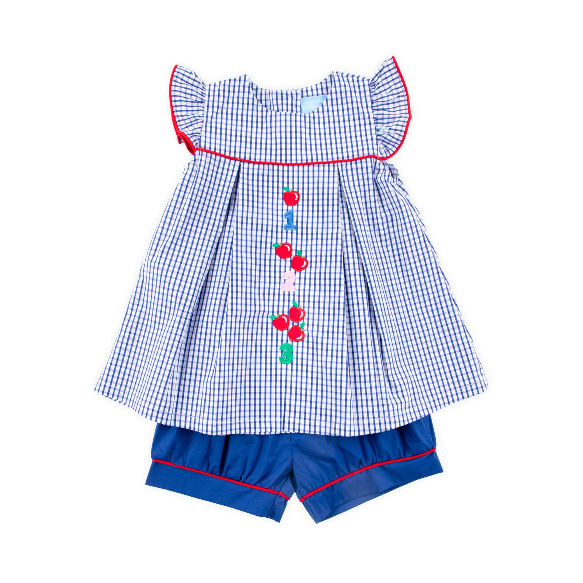 123 & Apple Blue Windowpane Claire Short Set - Image 3