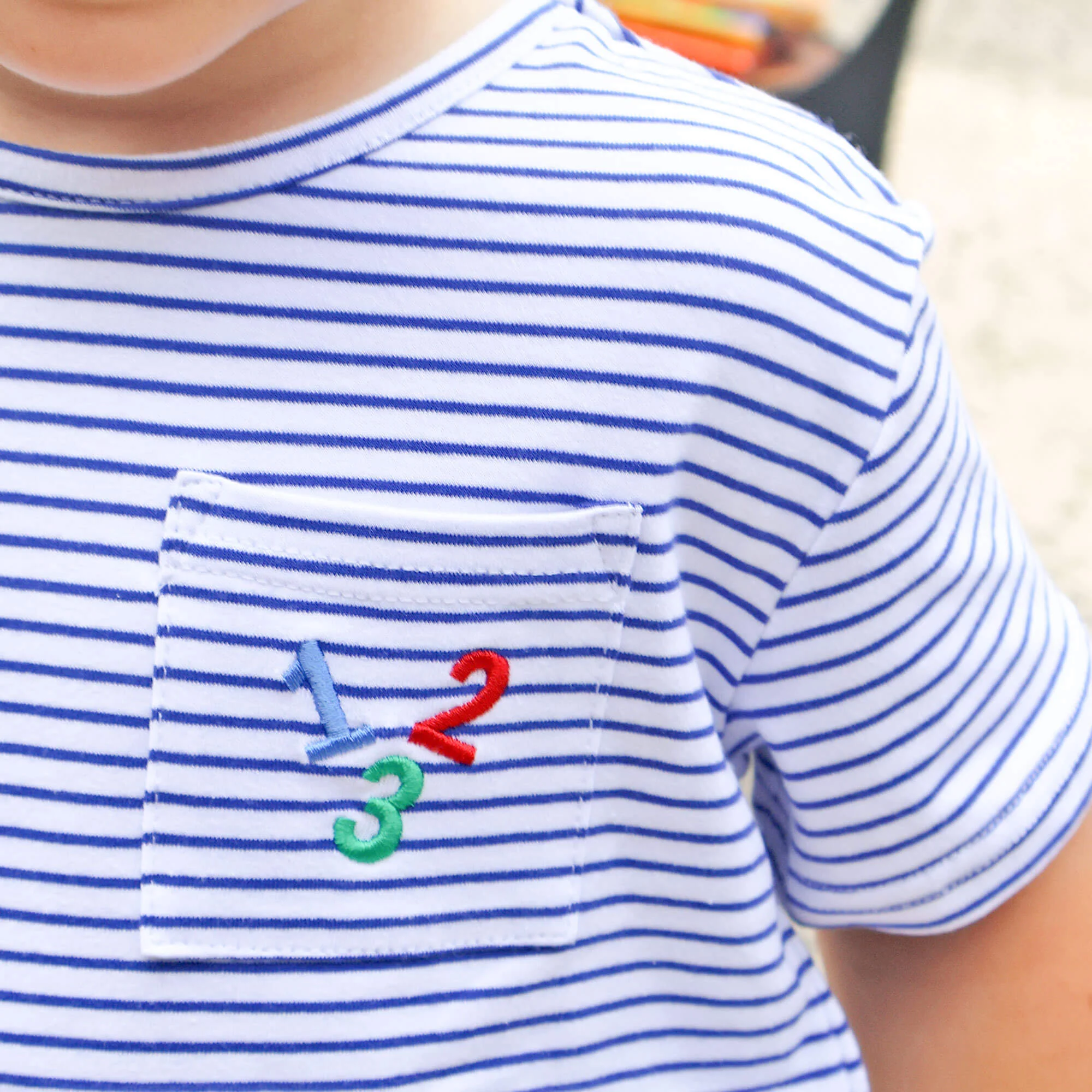 123 Blue Stripe Short Sleeve Pocket Shirt - Image 3