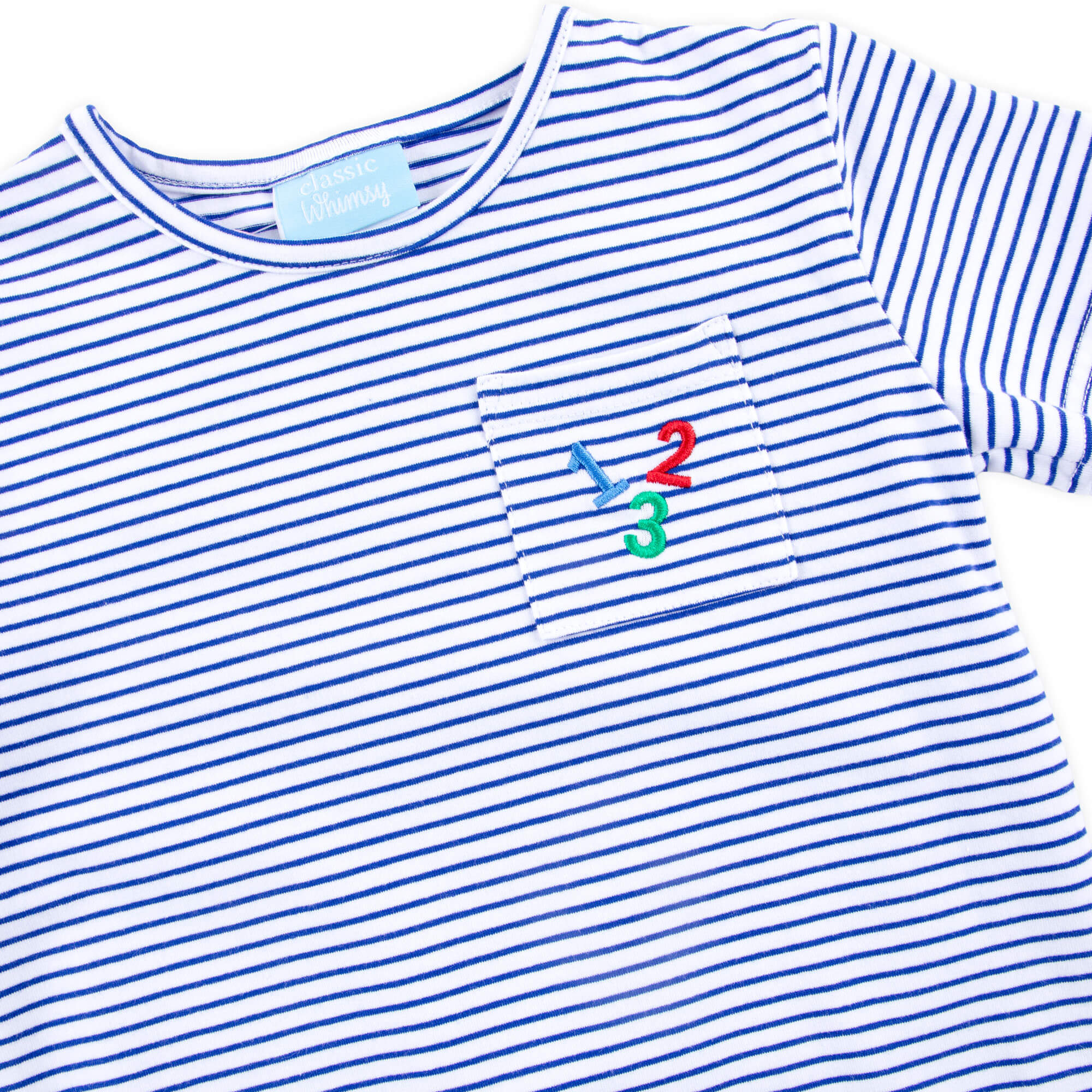 123 Blue Stripe Short Sleeve Pocket Shirt - Image 4