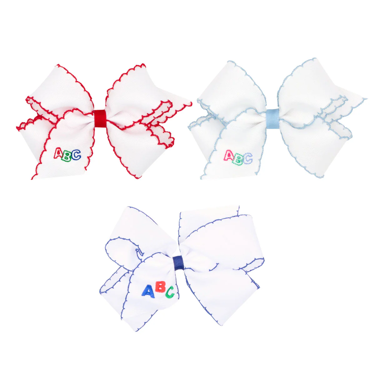 ABC Embroidered Moonstitch Bow
