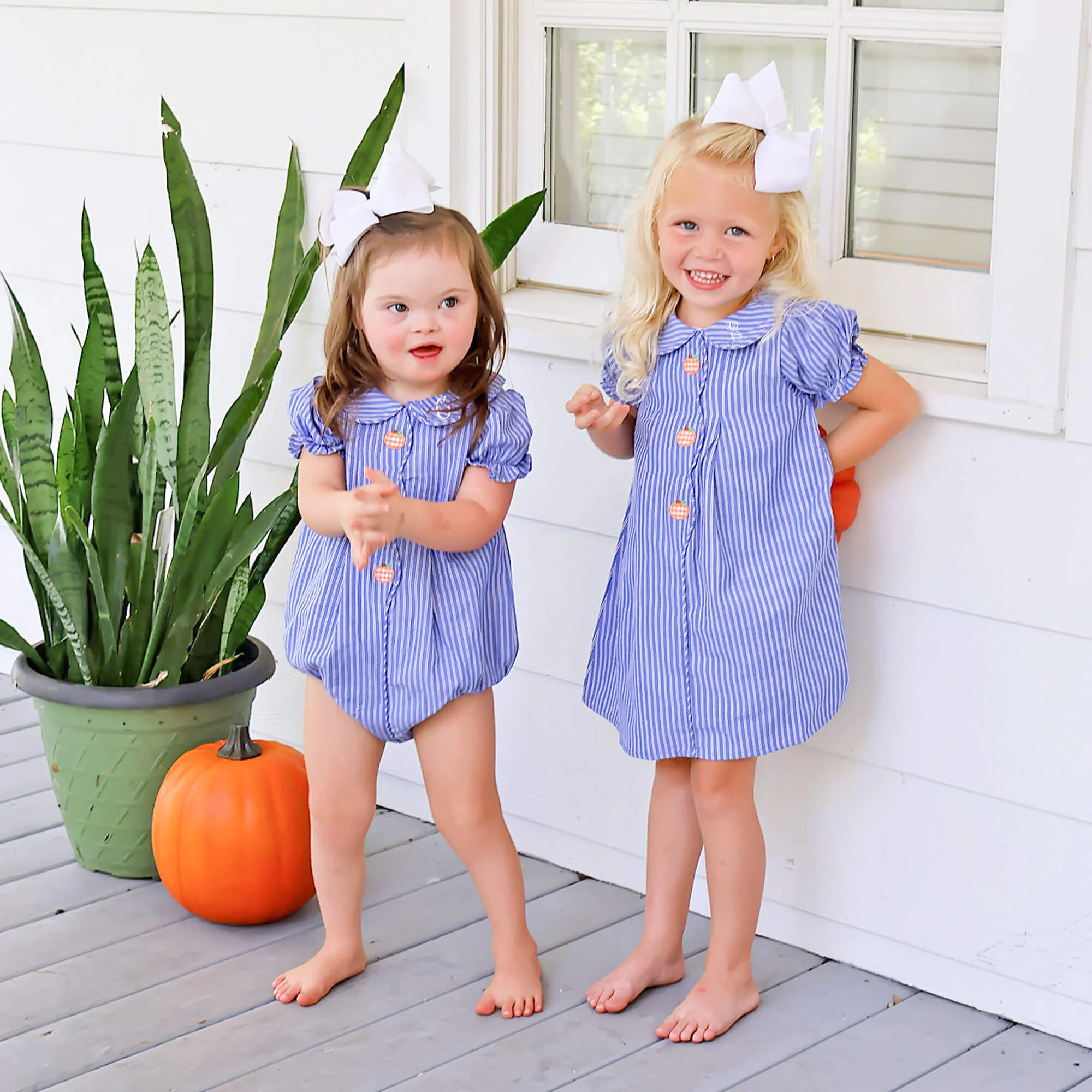 Adorable Pumpkin Blue Stripe Jane Bubble - Image 3