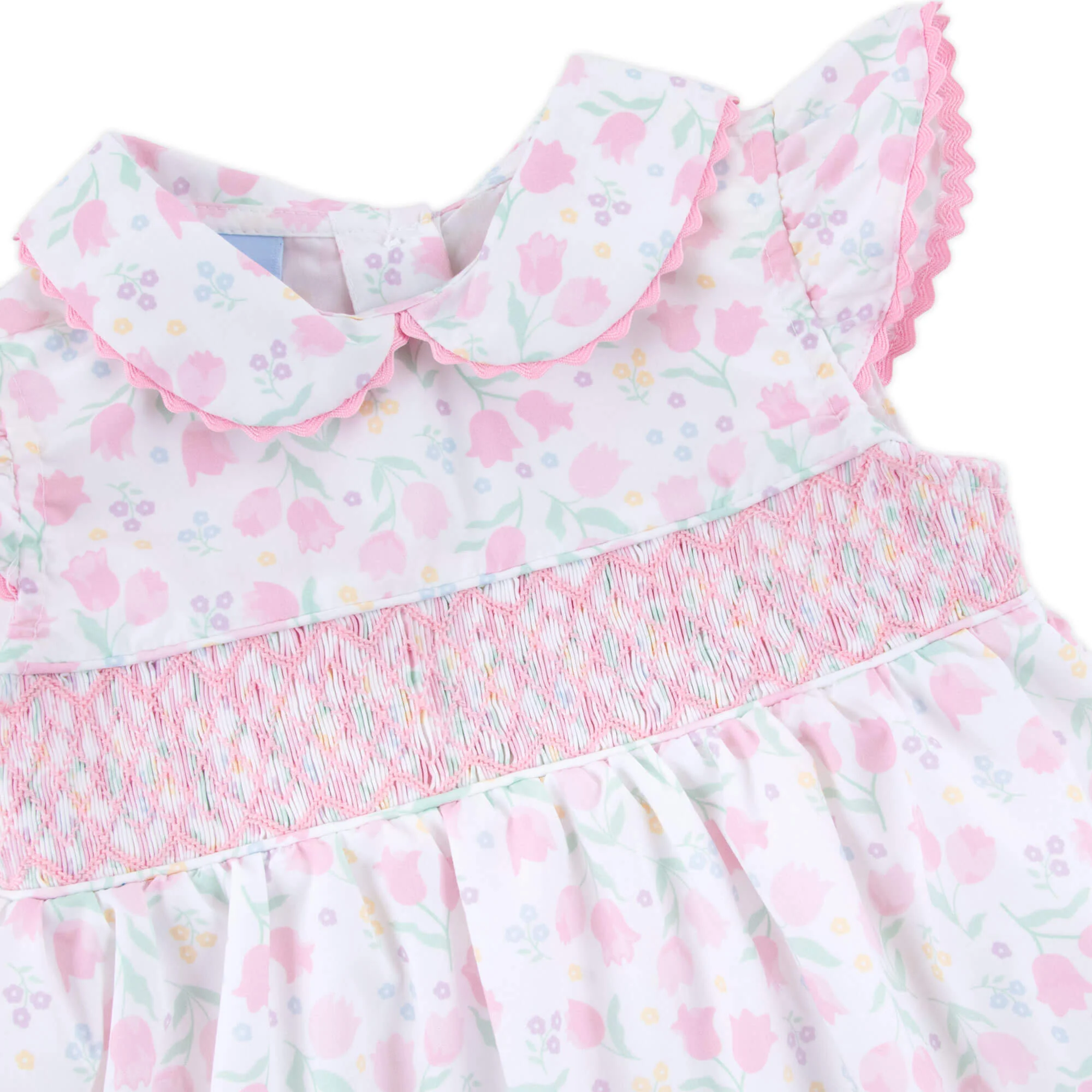Adorable Tulip Floral Smocked Collared Dress - Image 4
