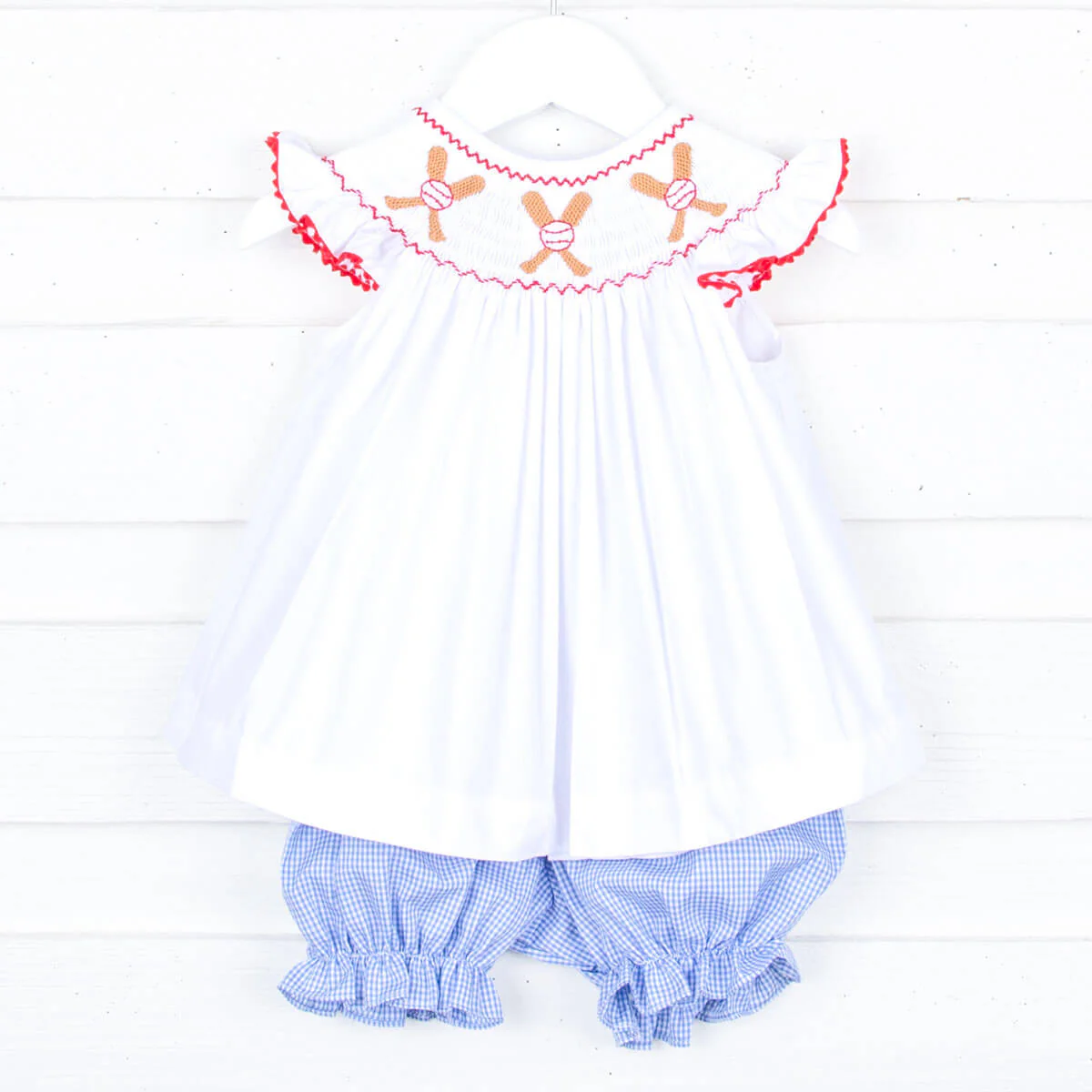 Grand Slam Baseball Smocked Bloomer Set