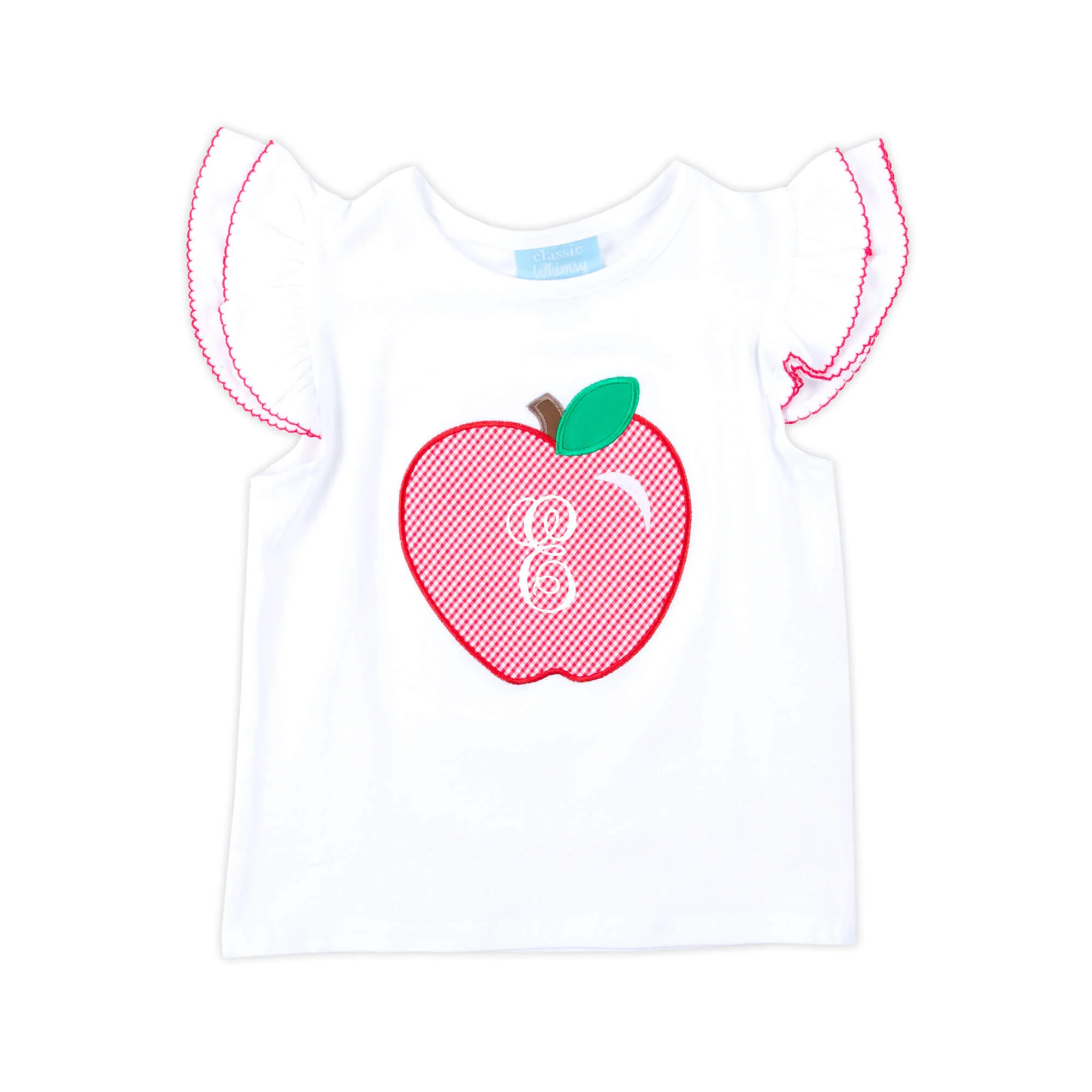 Apple Applique White Top