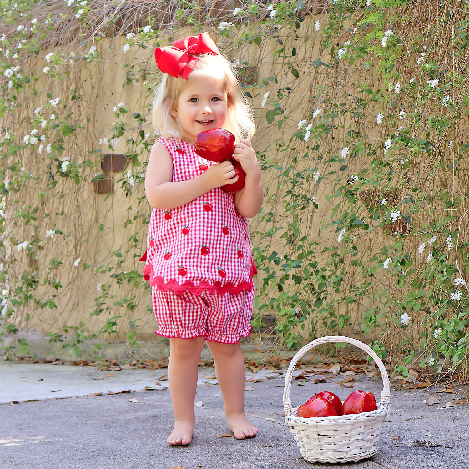 Tiny Apples Red Gingham Sadie Bloomer Set