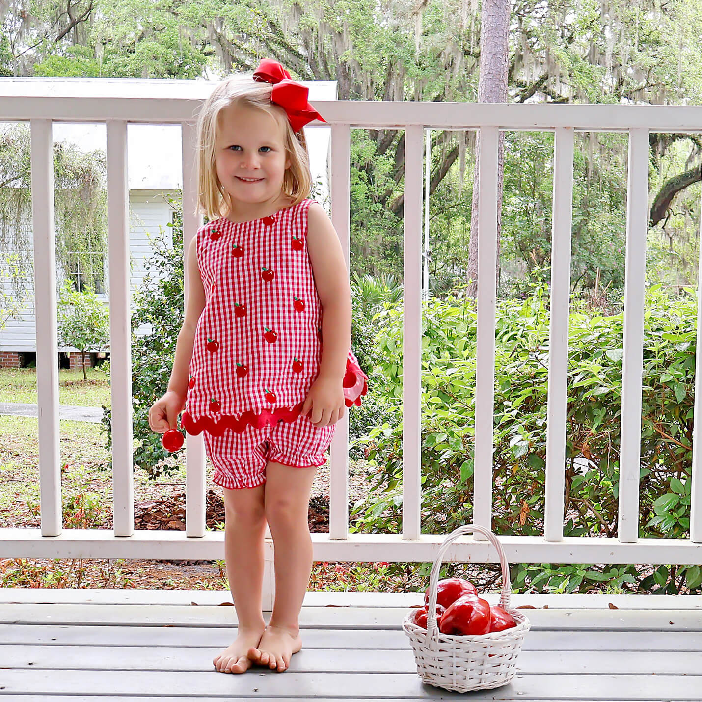 Tiny Apples Red Gingham Sadie Bloomer Set - Image 3