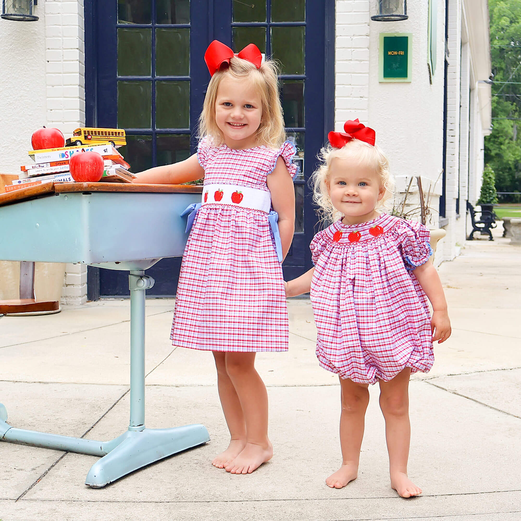 Apple Smocked Red Plaid Beverly Dress - Image 4