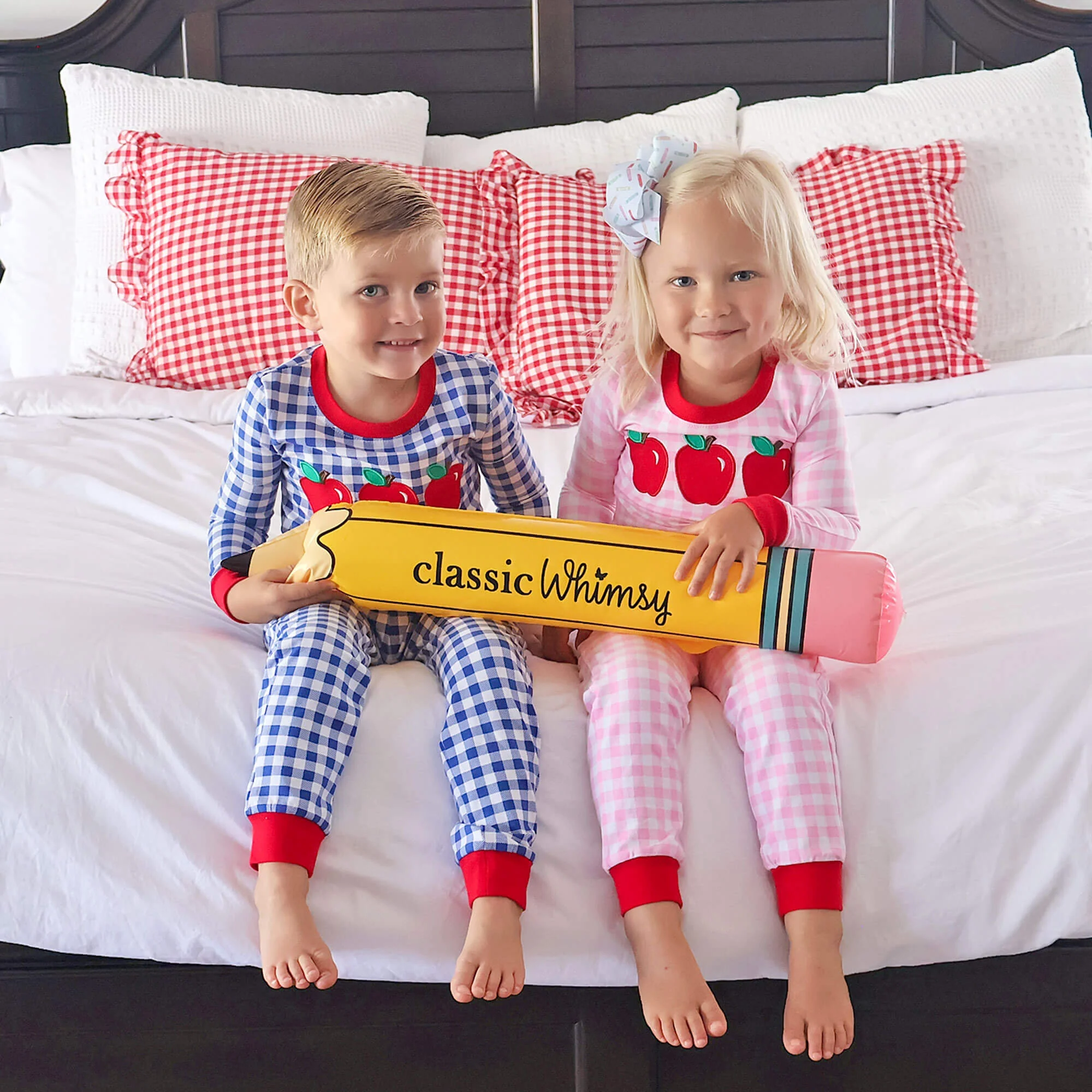 Apple Trio Royal Blue Gingham Pajamas - Image 3