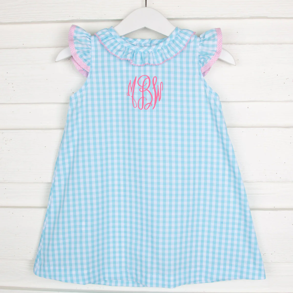 Aqua Ruffle Collared Dress