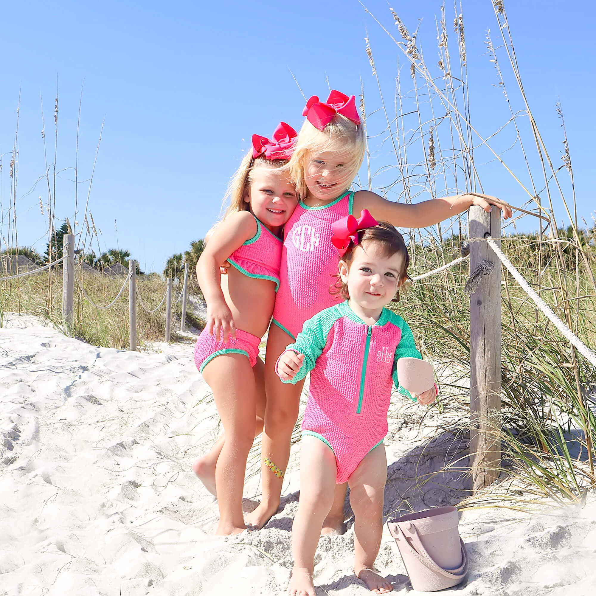 Aquamarine & Hot Pink Crinkle One Piece Swimsuit - Image 5