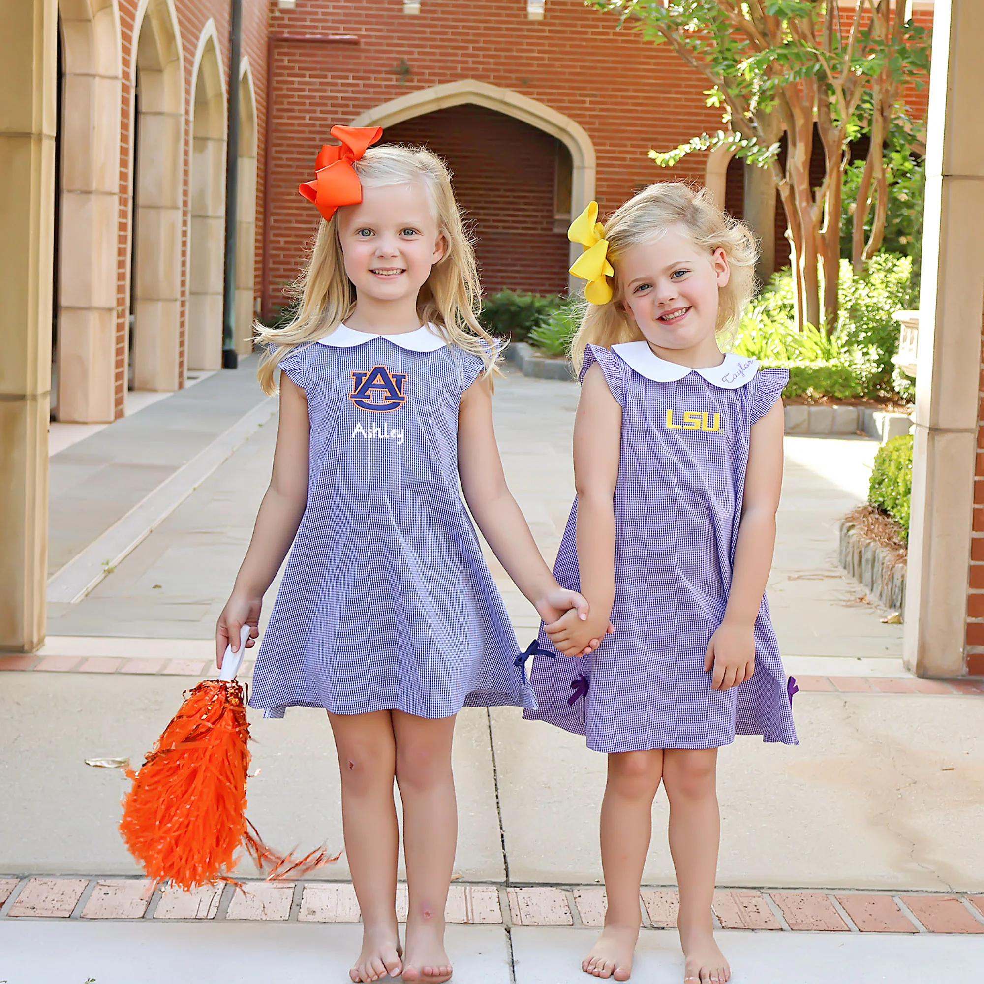 Auburn Embroidered Navy Gingham Dress - Image 3