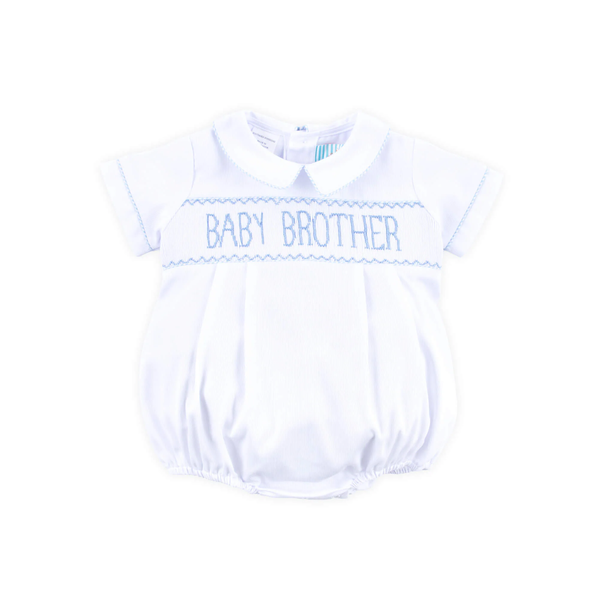 Baby Brother Smocked Bubble White Pique