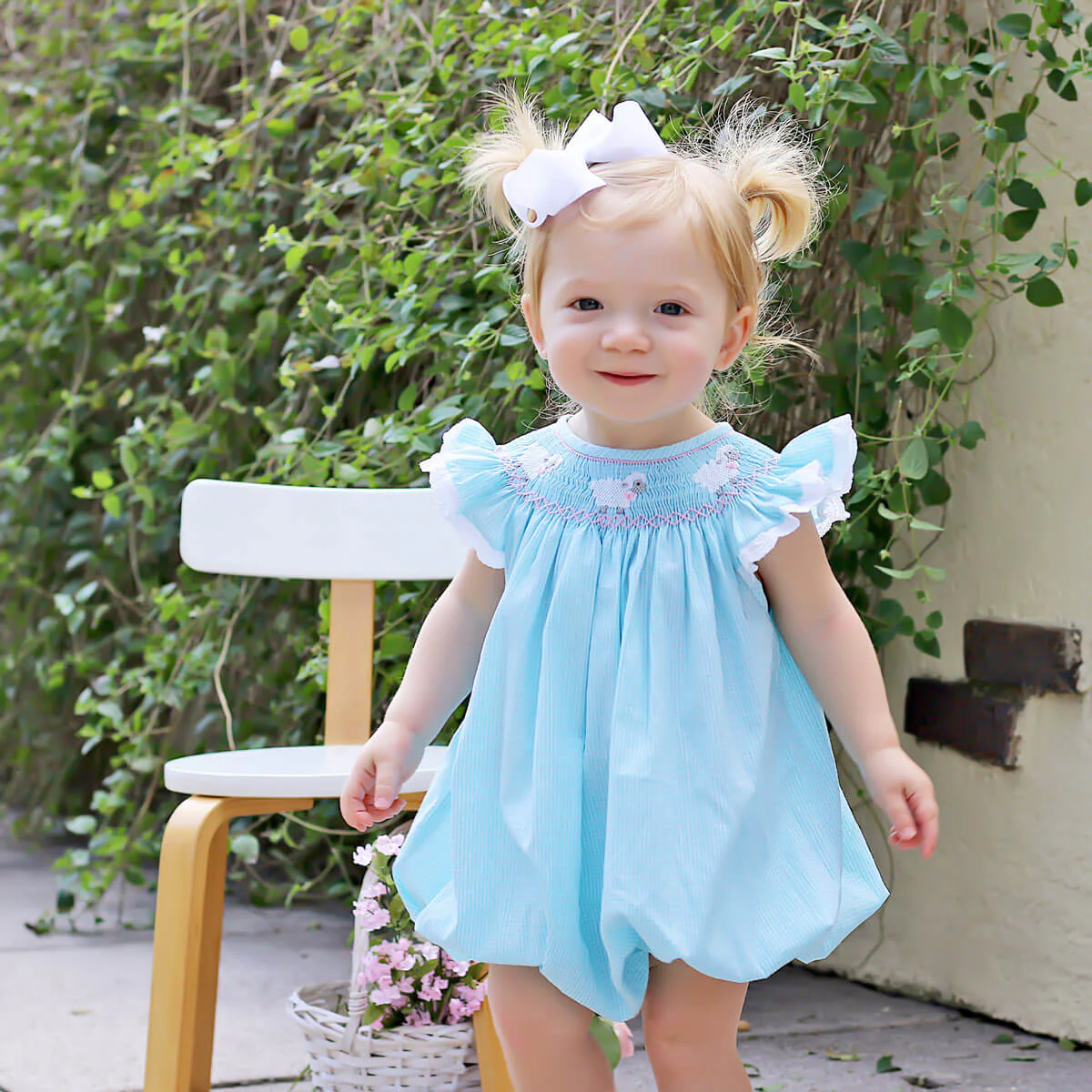Baby Lamb Smocked Mint Bubble