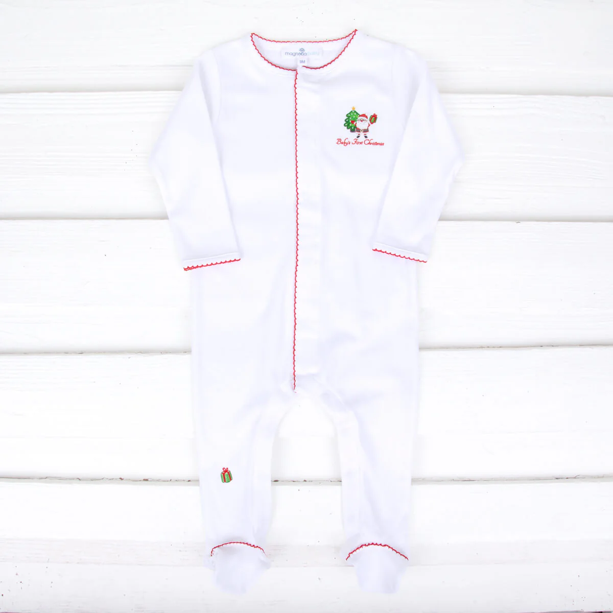 Baby's First Christmas Embroidered Footie