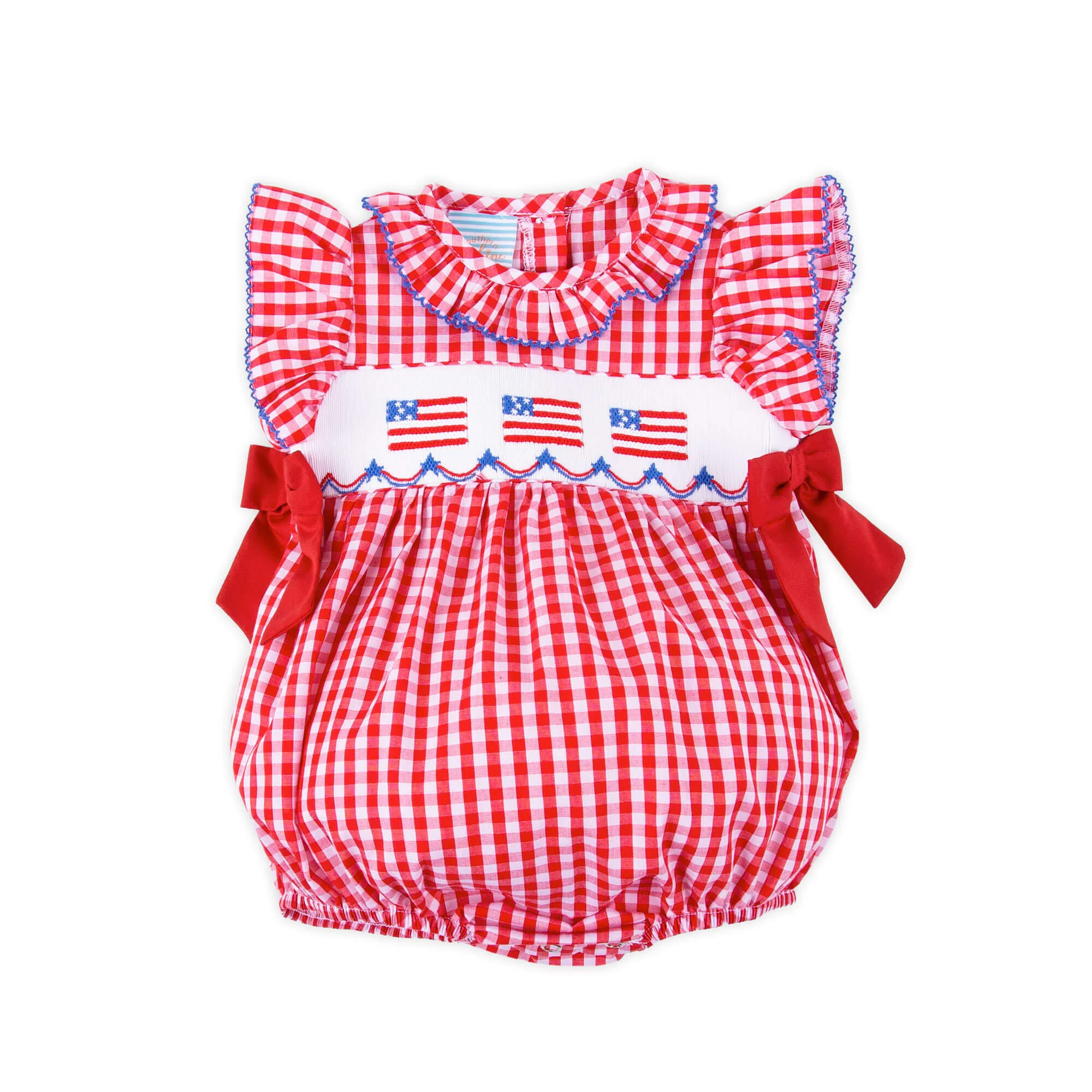 Red Check American Flag Smocked Beverly Bubble - Image 2