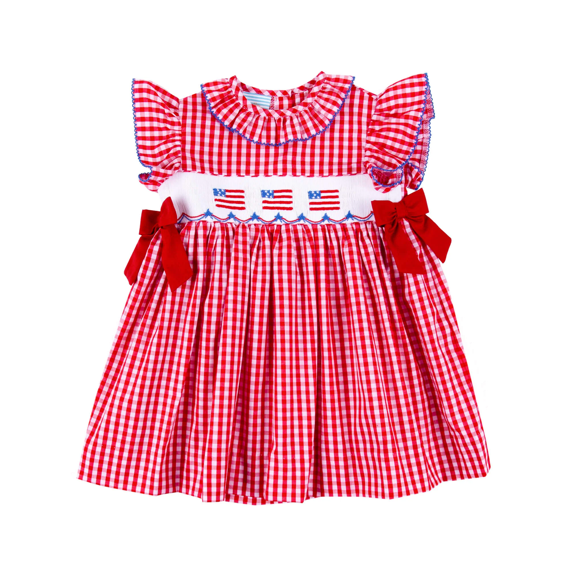 Red Check American Flag Smocked Beverly Dress - Image 2