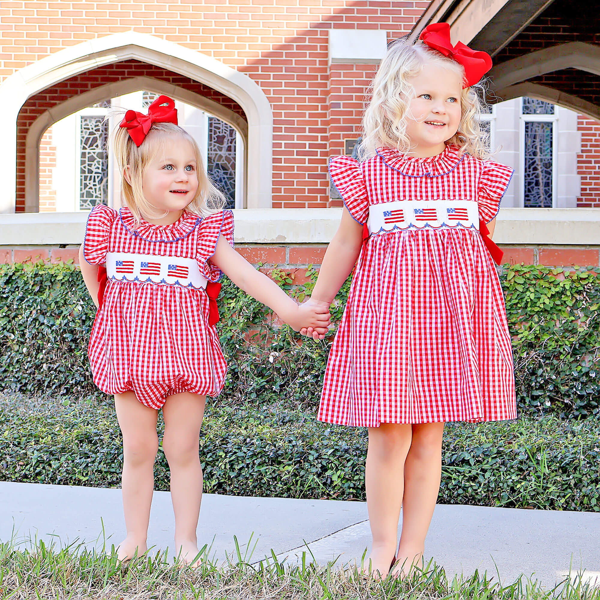 Red Check American Flag Smocked Beverly Dress - Image 4