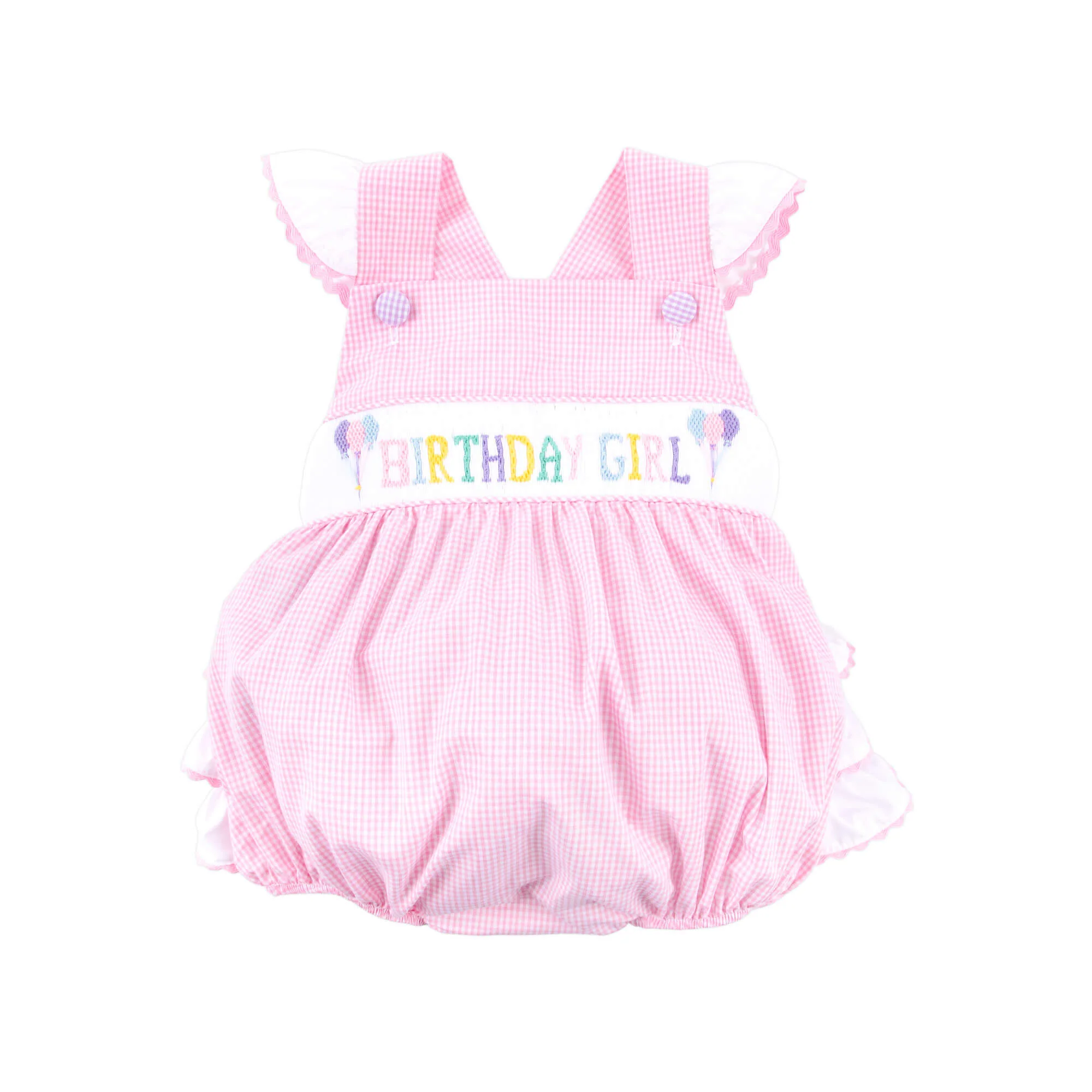 Birthday Girl Smocked Pink Leah Bubble