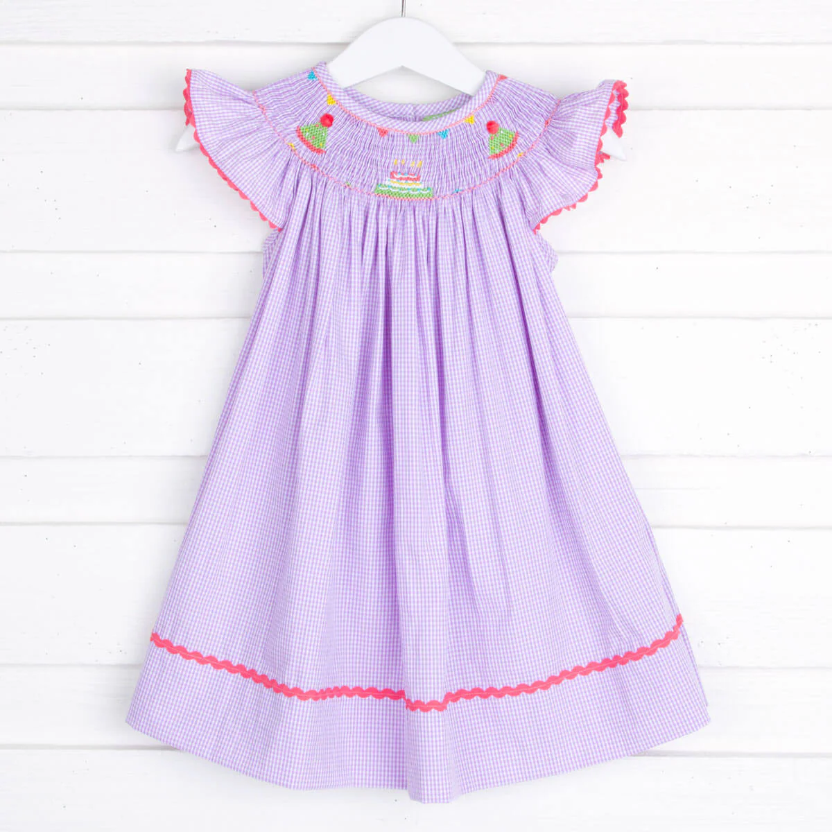 Birthday Smocked Lavender Gingham Dress