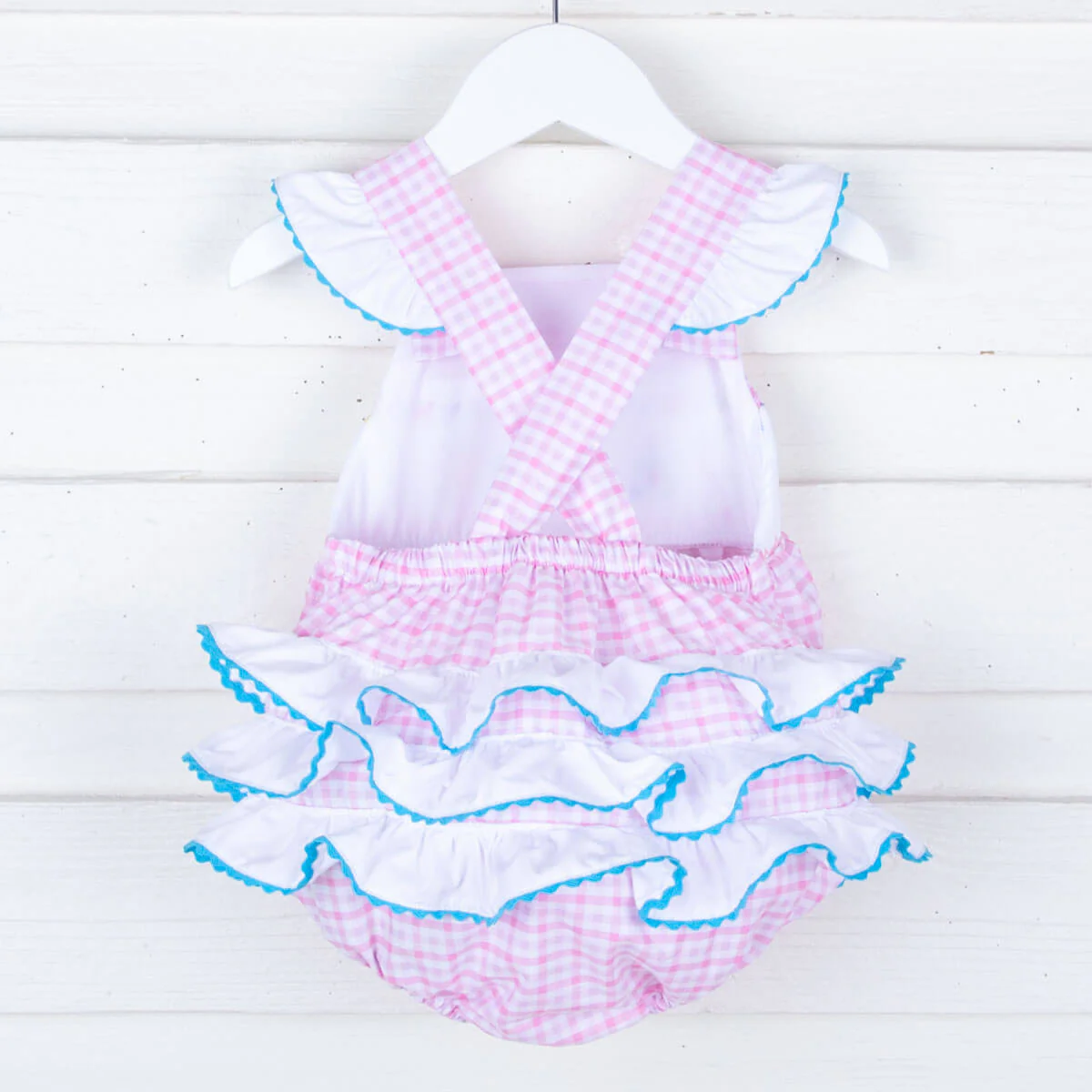 Birthday Smocked Pink Check Leah Bubble - Image 2