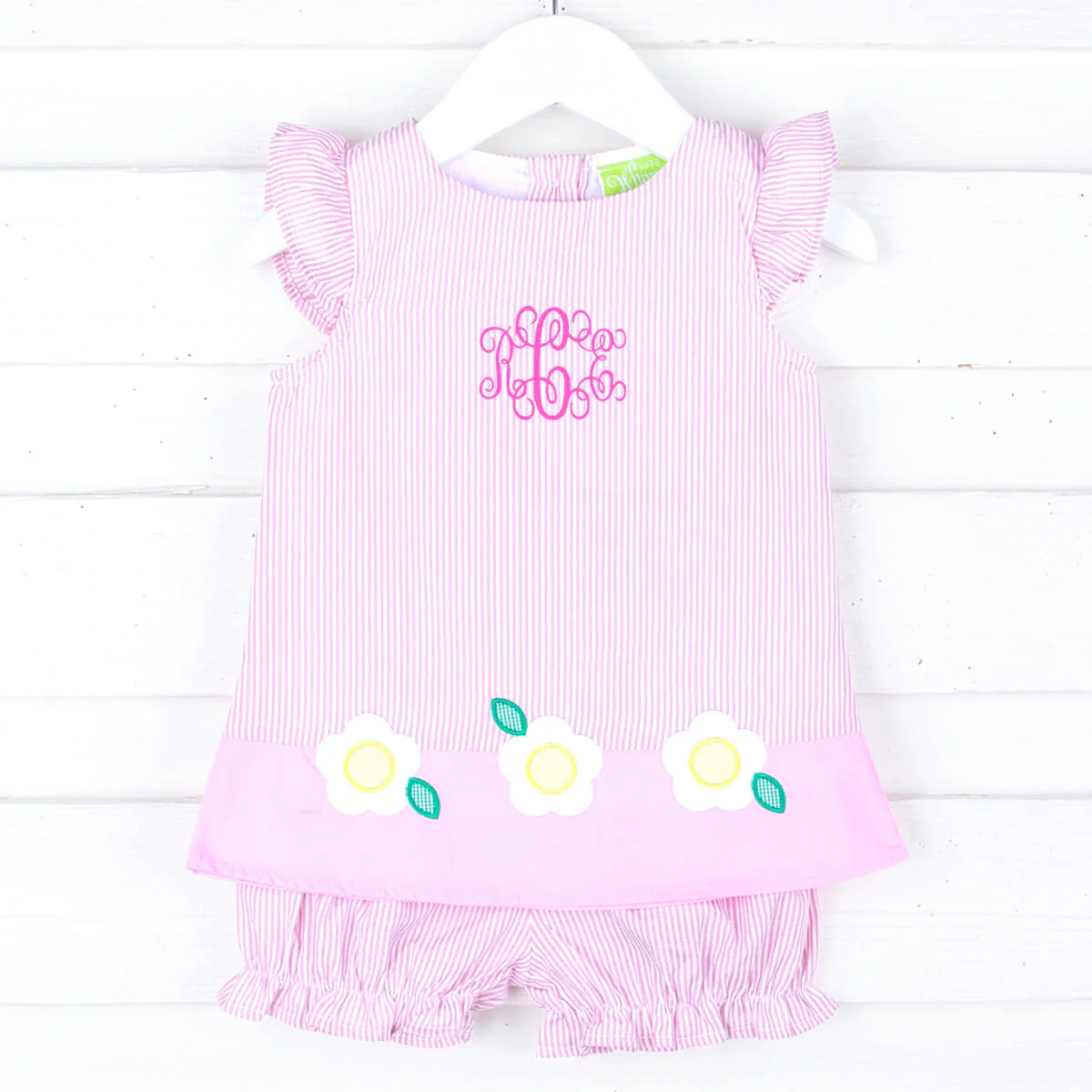 Blooming Daisy Pink Stripe Emery Bloomer Set