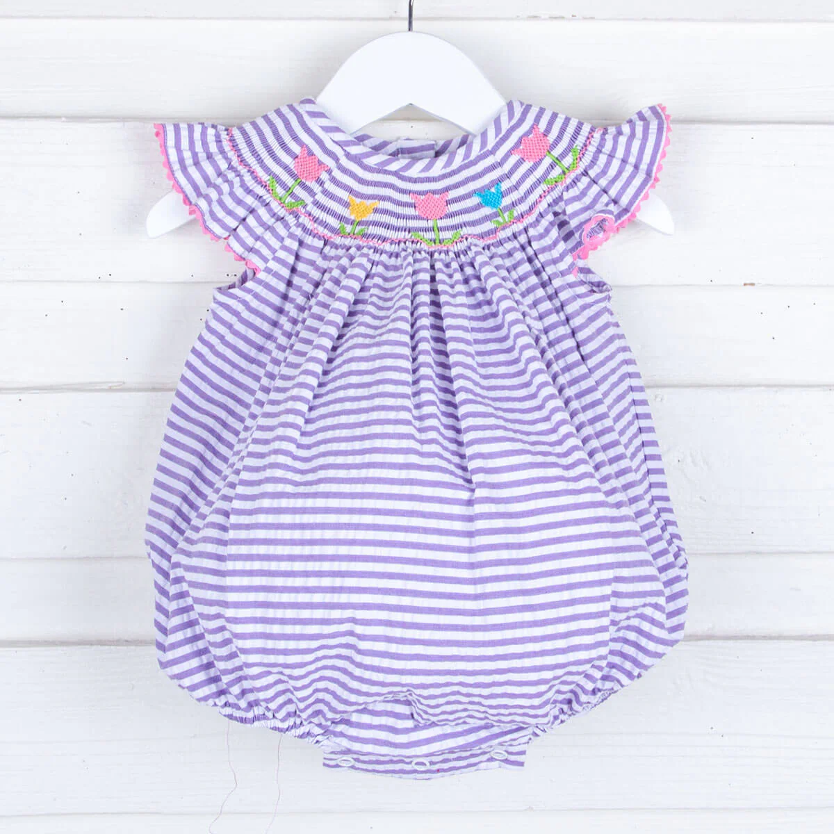 Blooming Tulips Purple Smocked Bubble