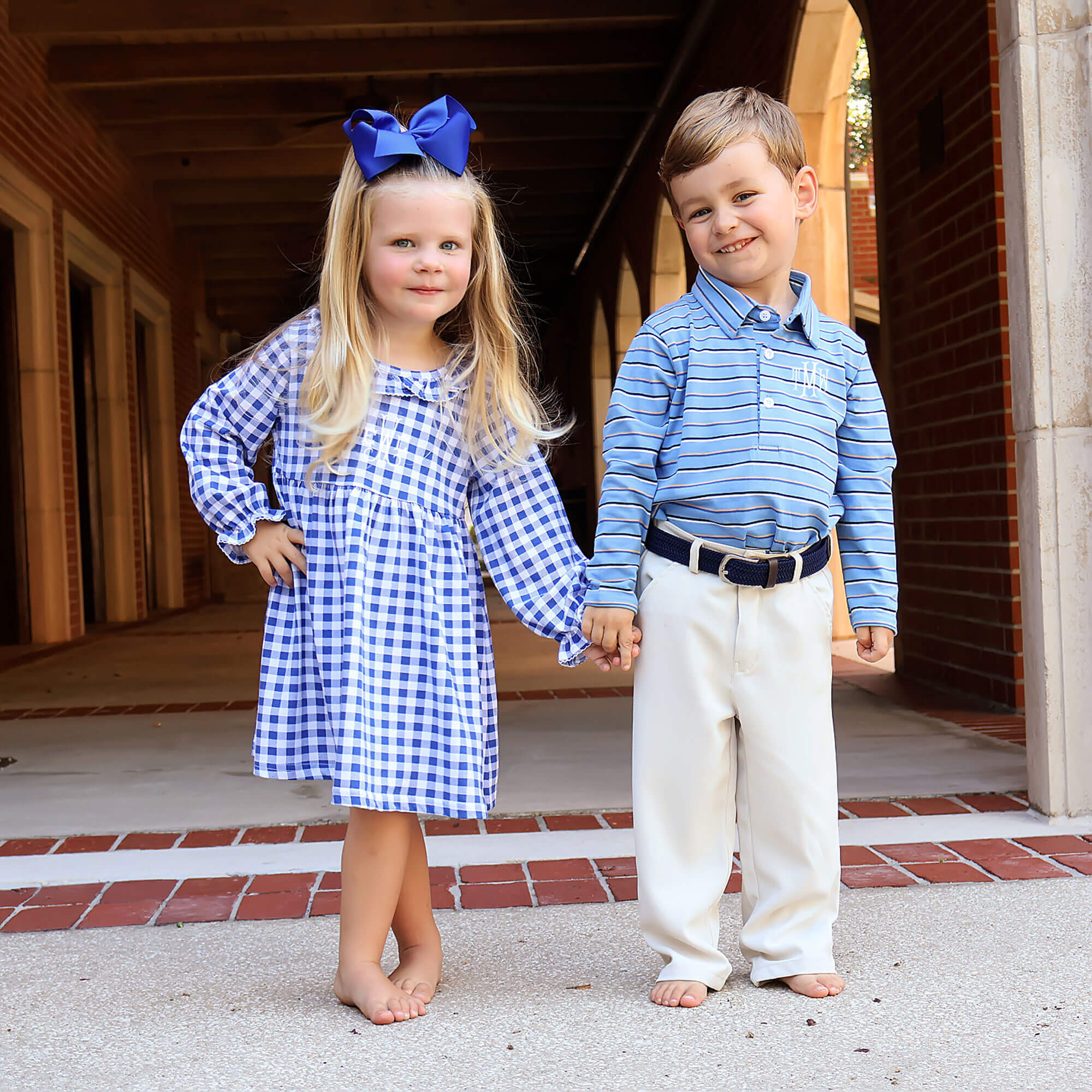 Navy & Blue Stripe Long Sleeve Polo - Image 3