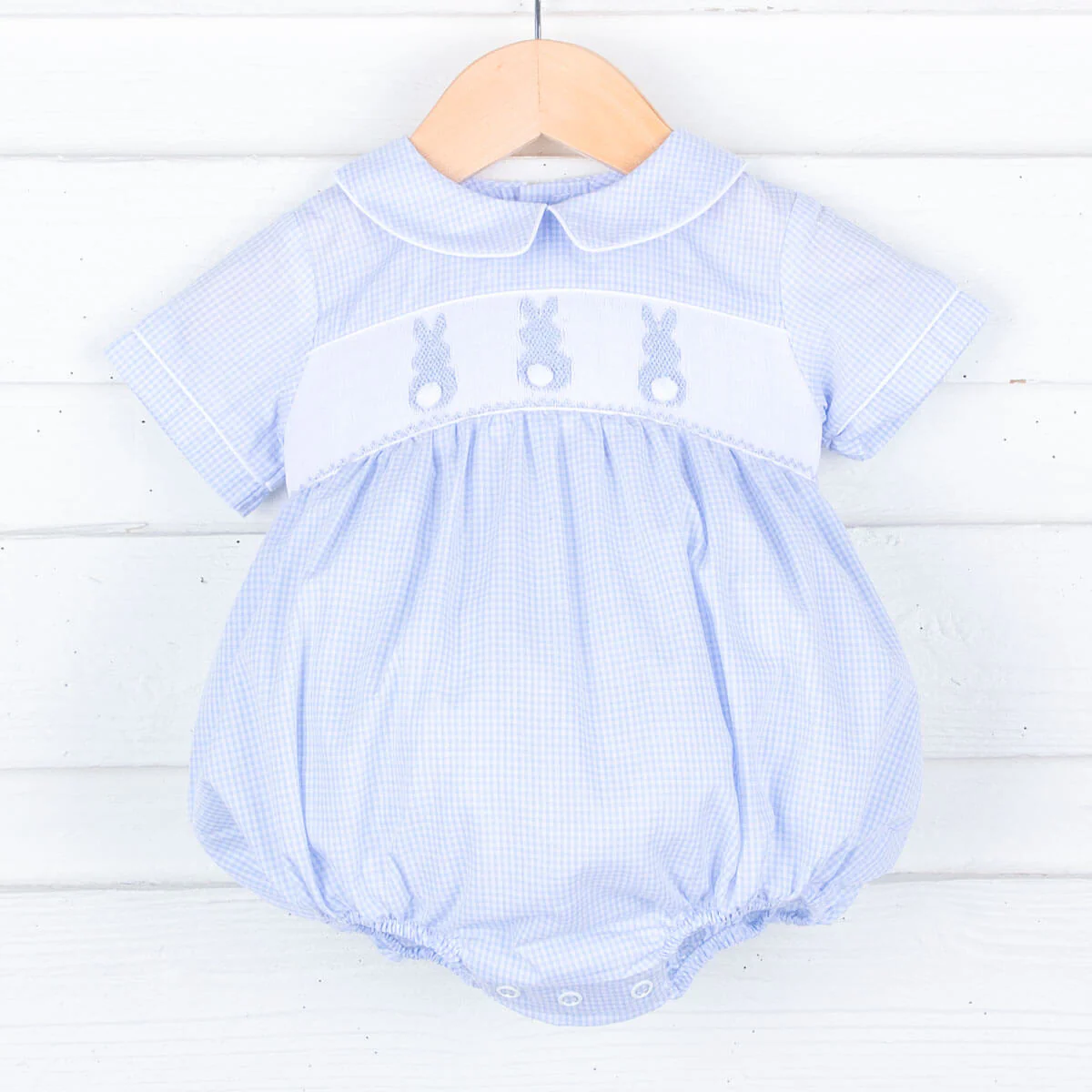 Blue Bunny Bum Smocked Boy Bubble