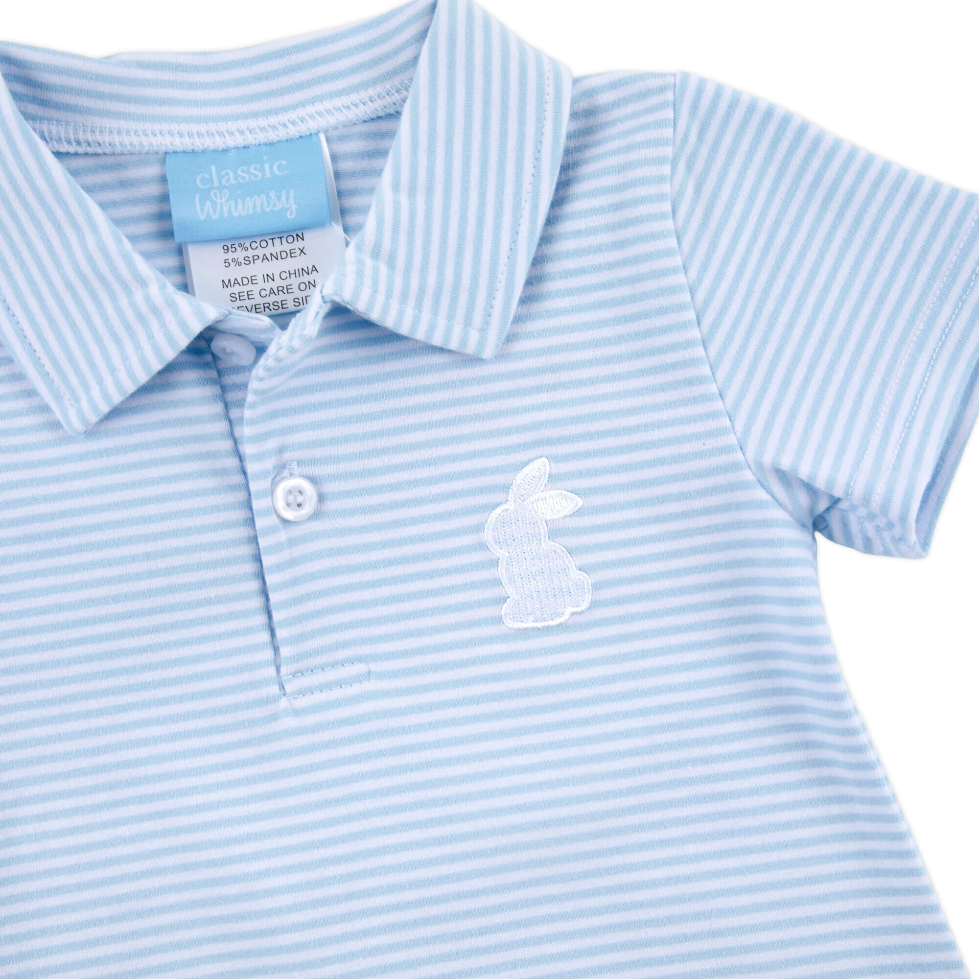 Bunny Light Blue Stripe Short Sleeve Polo - Image 3