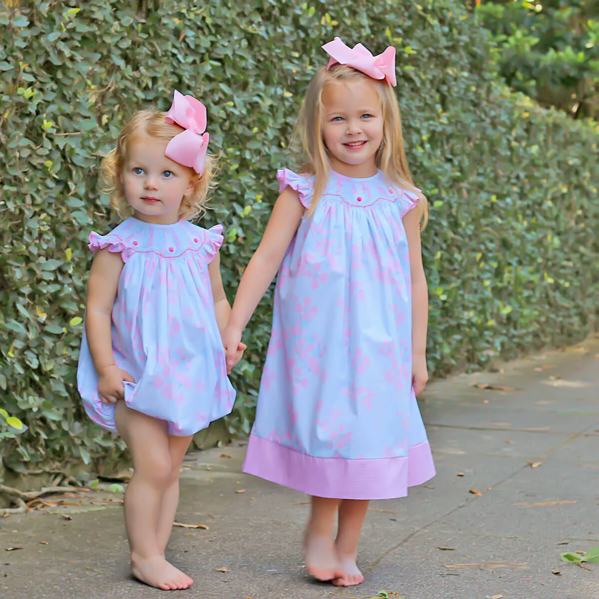 Blue Floral Bunny Smocked Bubble - Image 4