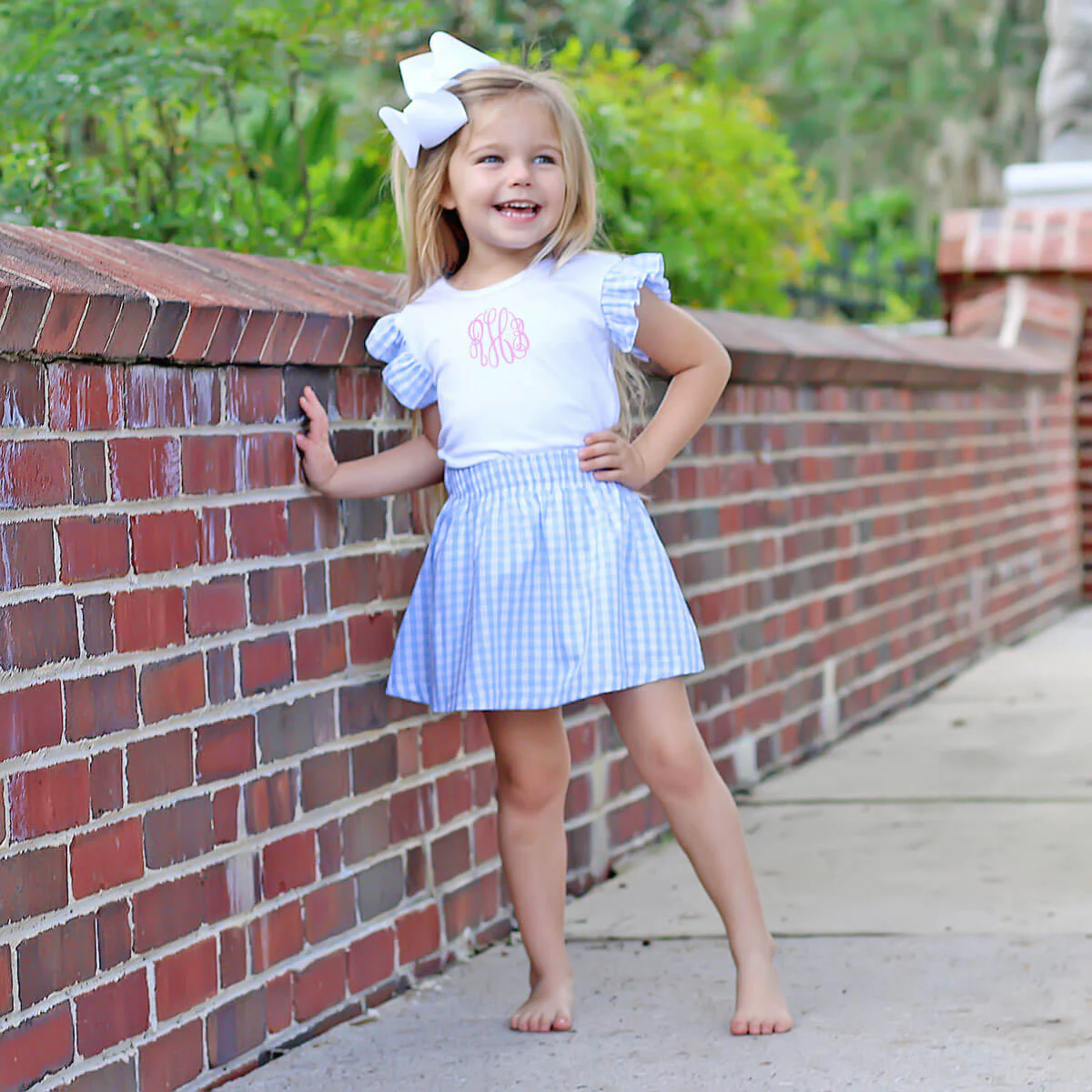 Blue Gingham Skirt Set