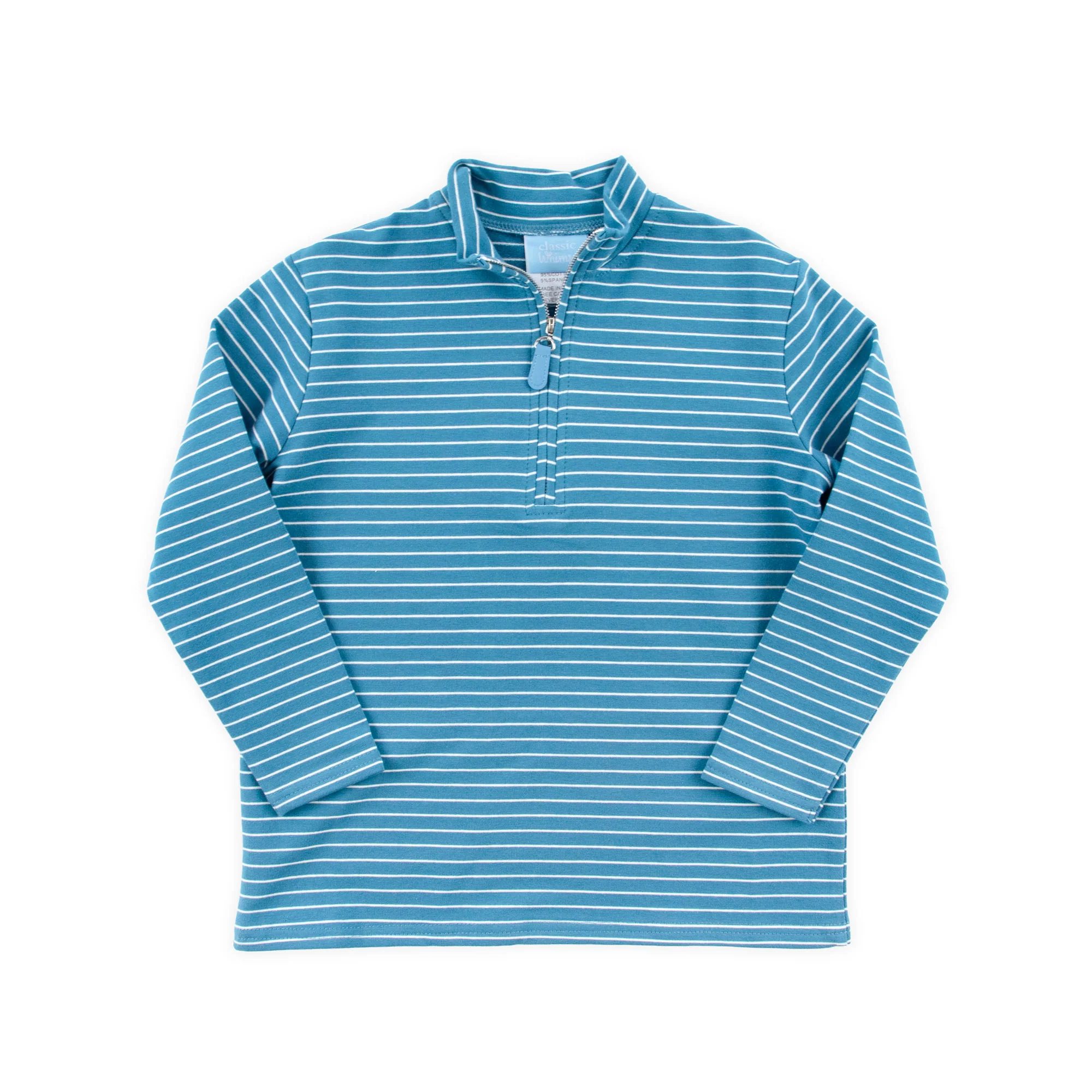 Blue Stripe French Terry Half Zip Pullover - Image 3
