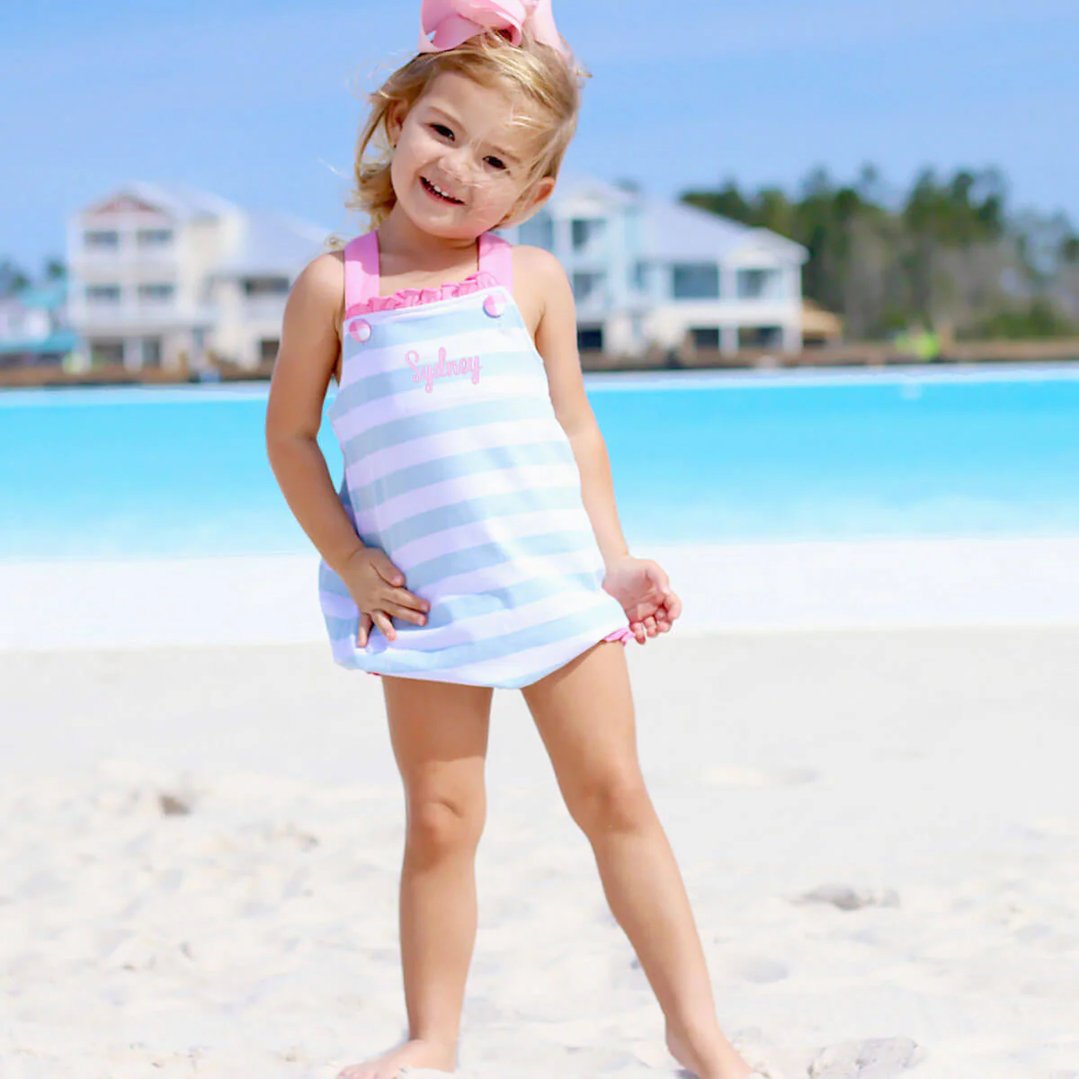 Blue Stripe Cross Back Bubble