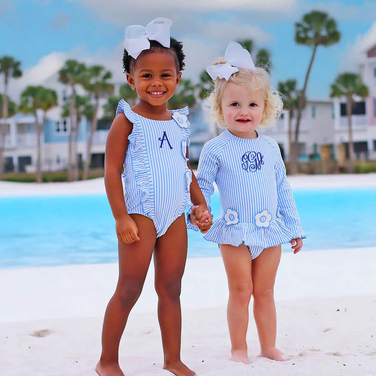Daisy Blue Stripe Seersucker Swimsuit - Image 10