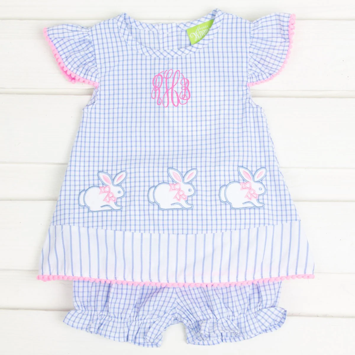 Blue Windowpane Bunny Bloomer Set