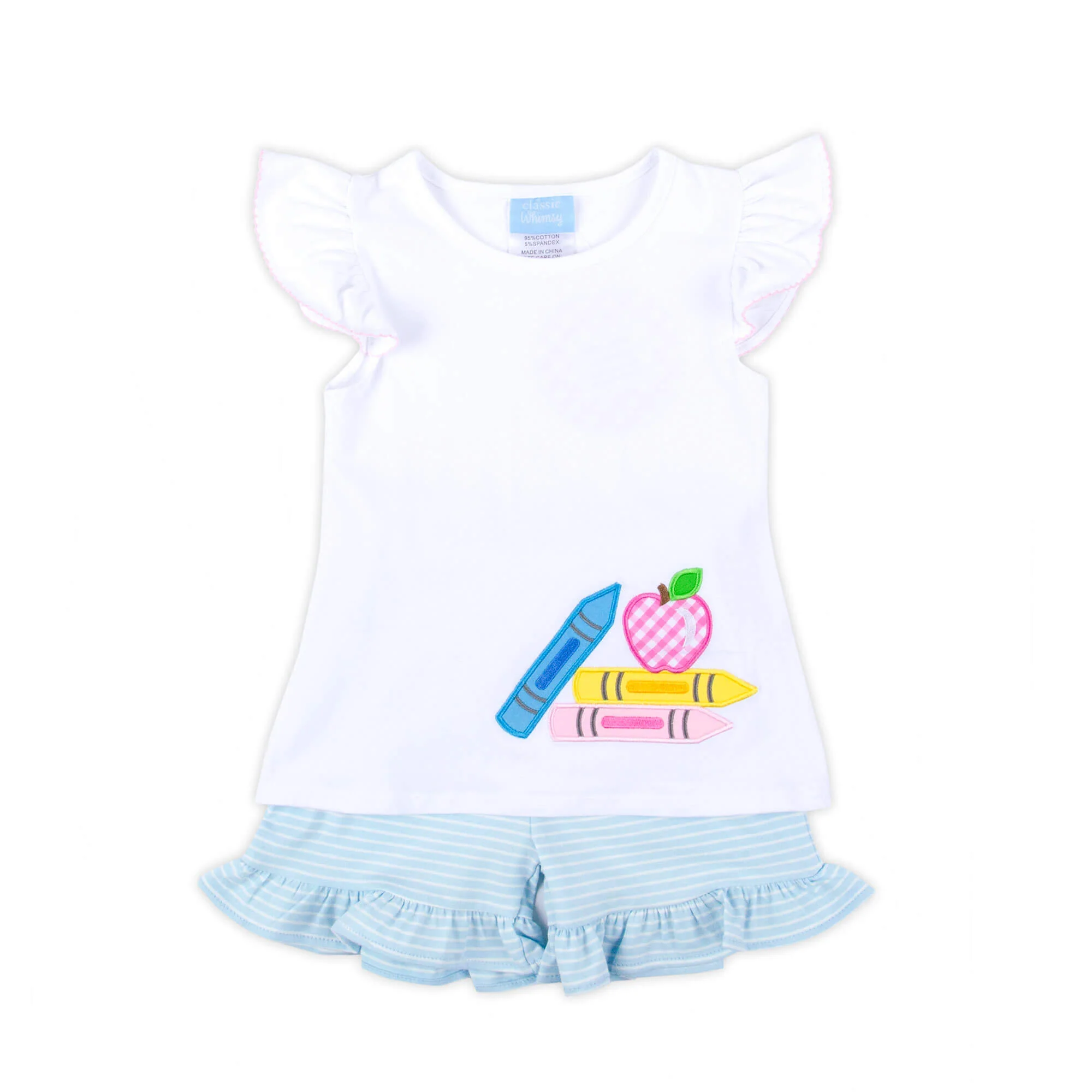 Bright Crayons Light Blue Stripe Milly Short Set - Image 2