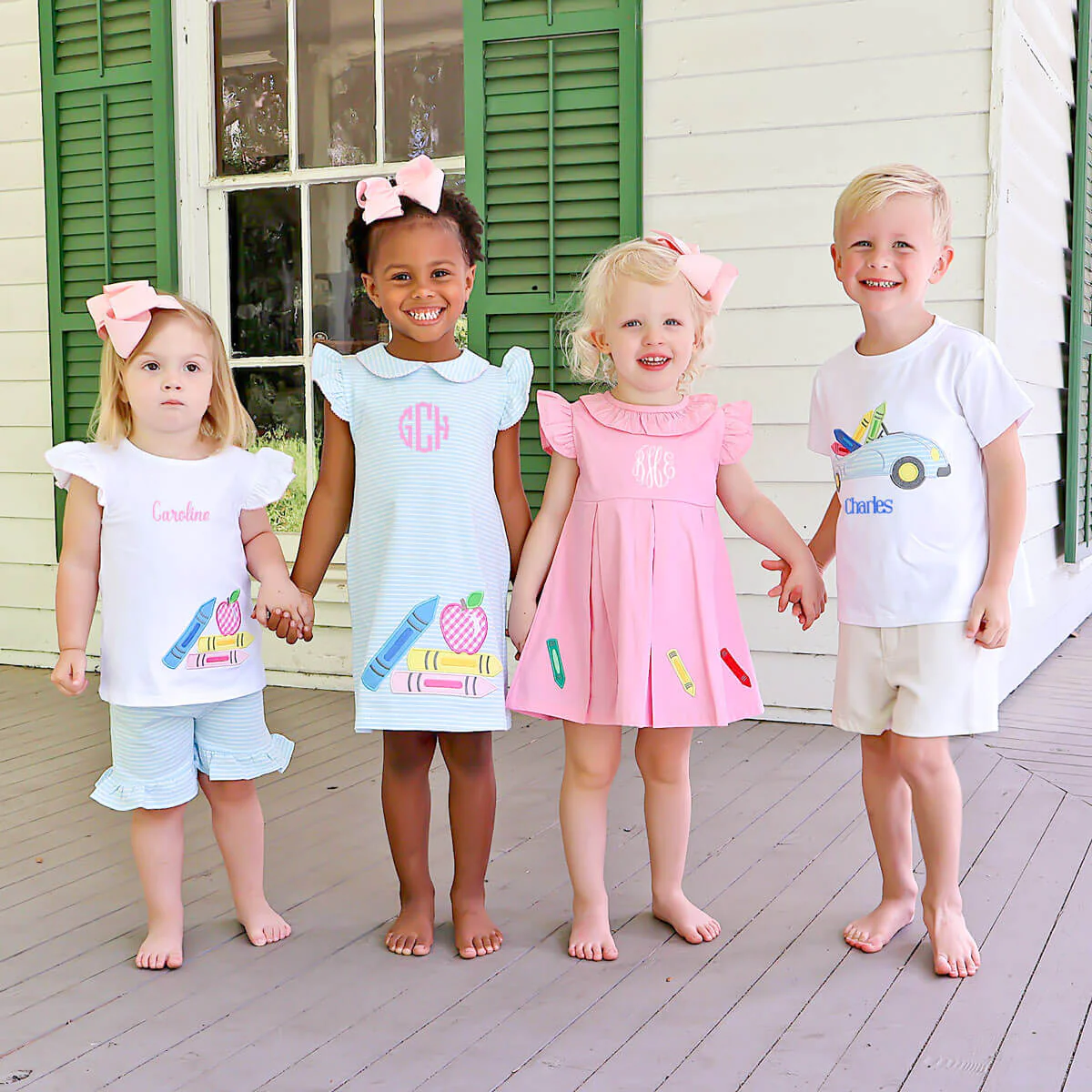 Bright Crayons Light Blue Stripe Milly Short Set - Image 5