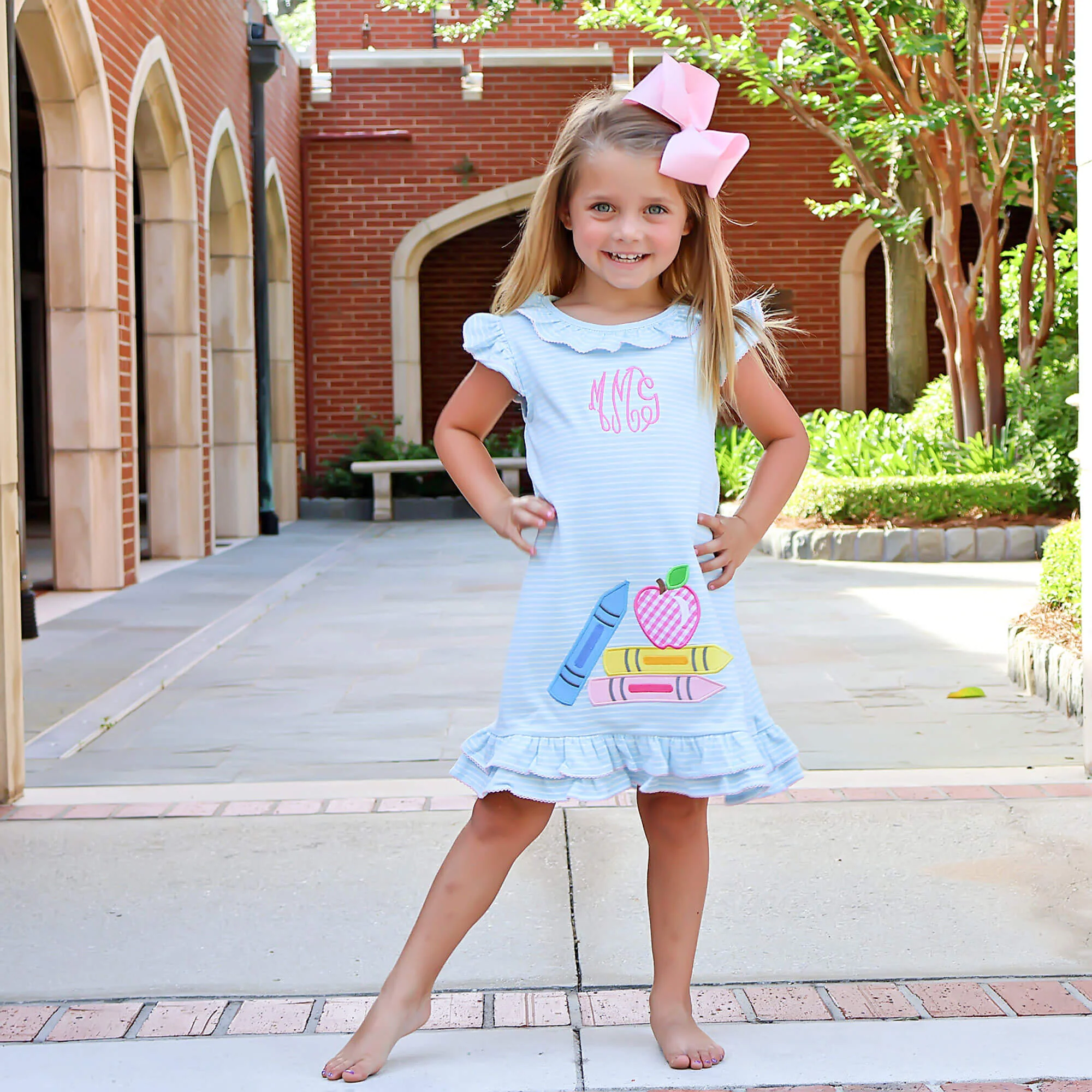Bright Crayons Light Blue Stripe Milly Dress
