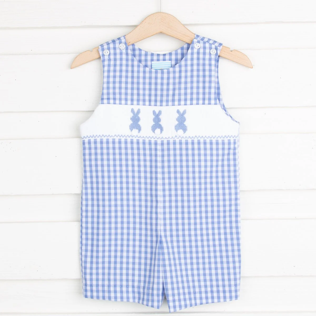 Bunny Bum Smocked Jon Jon Blue Check