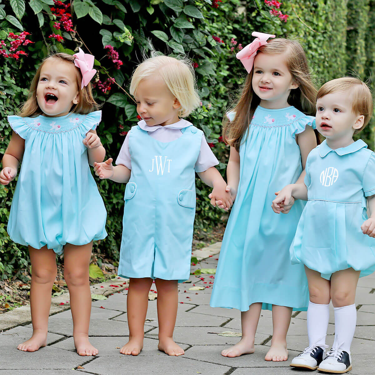 Bunny Love Mint Smocked Bubble - Image 4