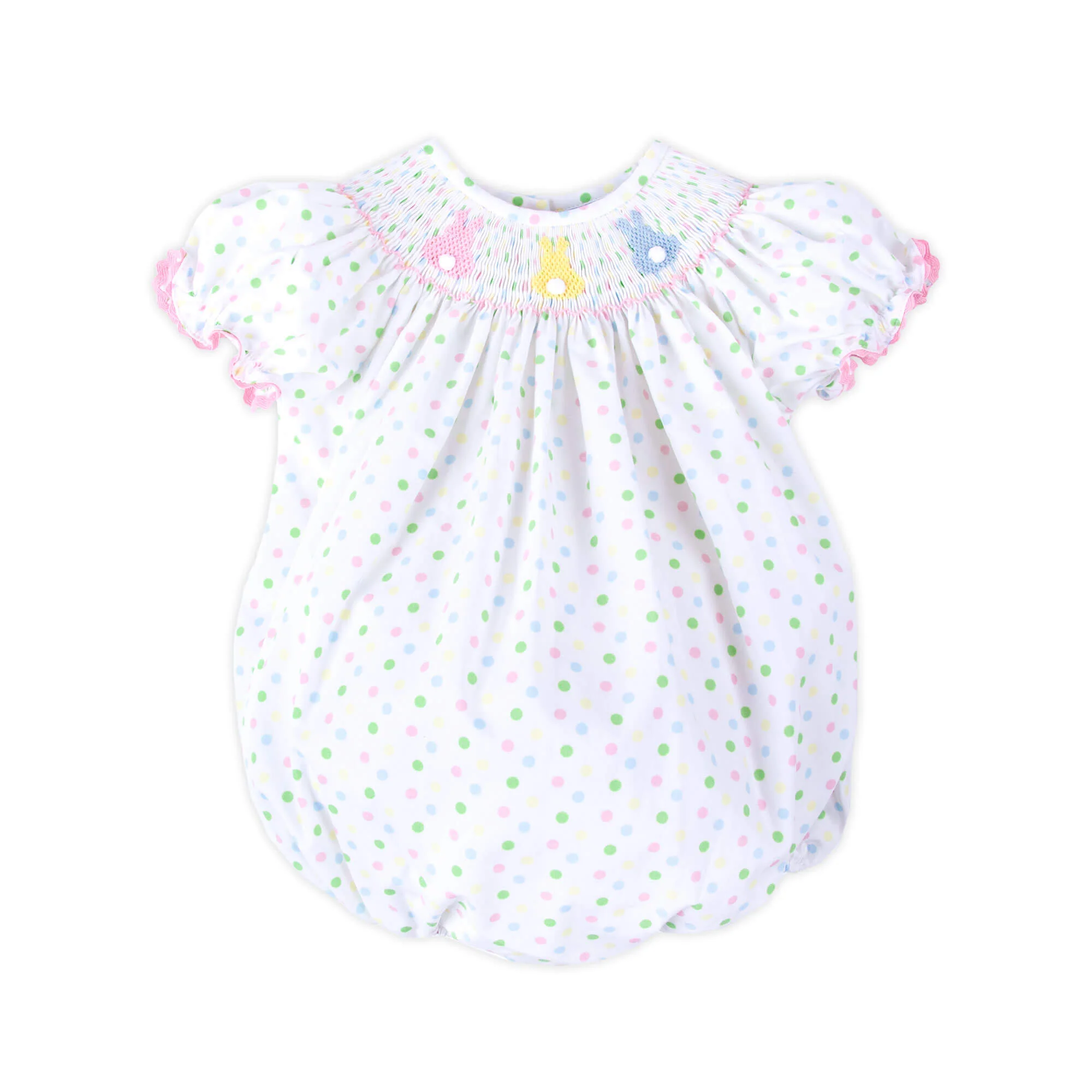 Bunny Smocked Colorful Polka Dot Bubble