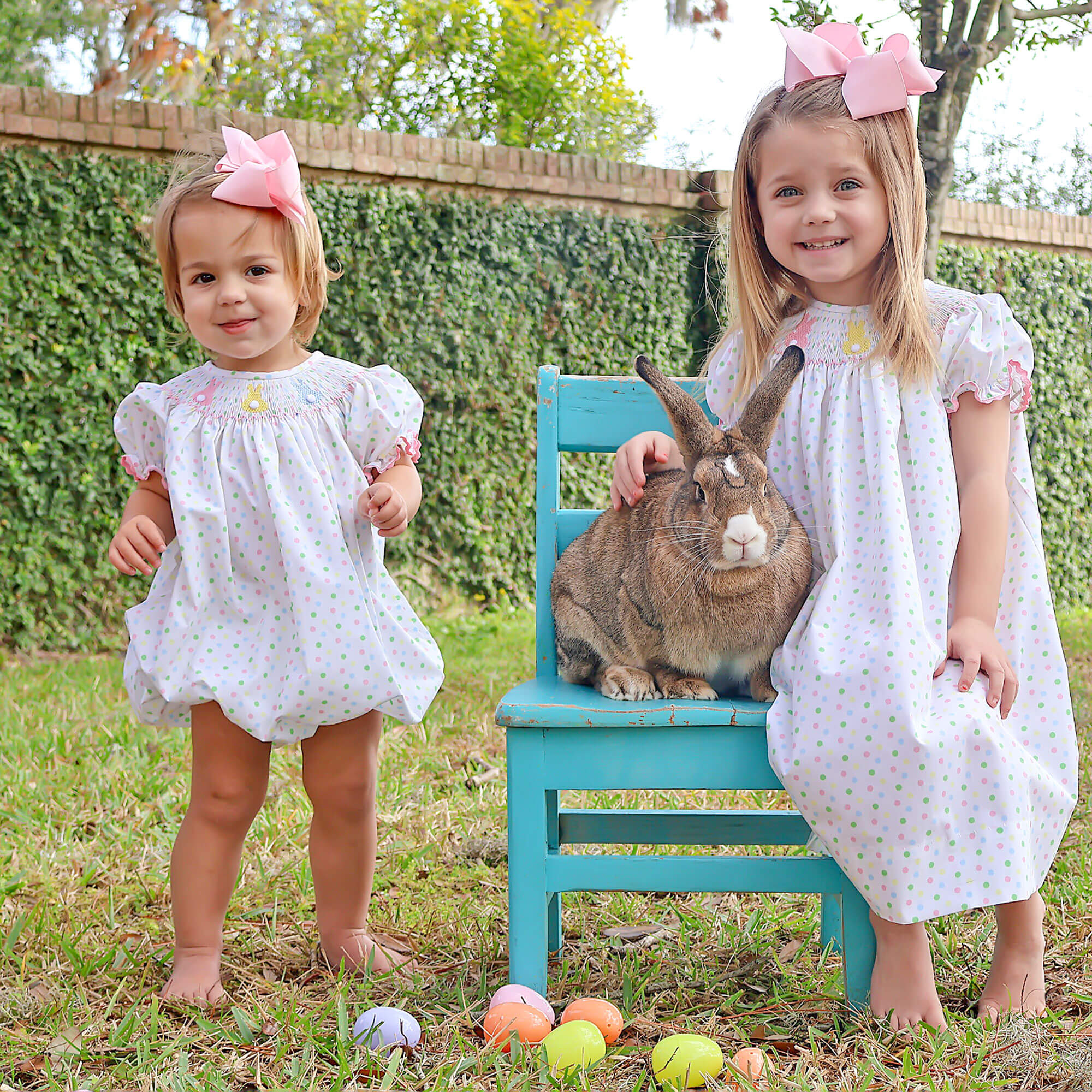 Bunny Smocked Colorful Polka Dot Bubble - Image 5