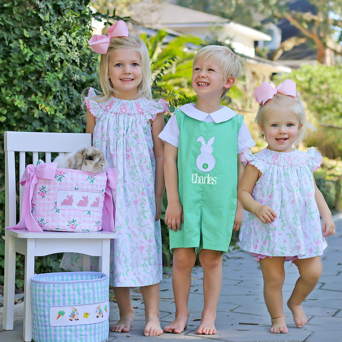 Bunny Smocked Spring Floral Bloomer Set - Image 5