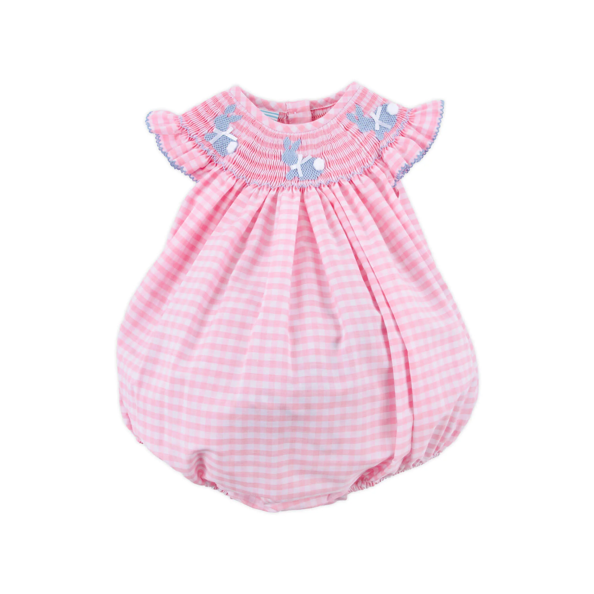 Bunny Tail Smocked Pink Gingham Bubble