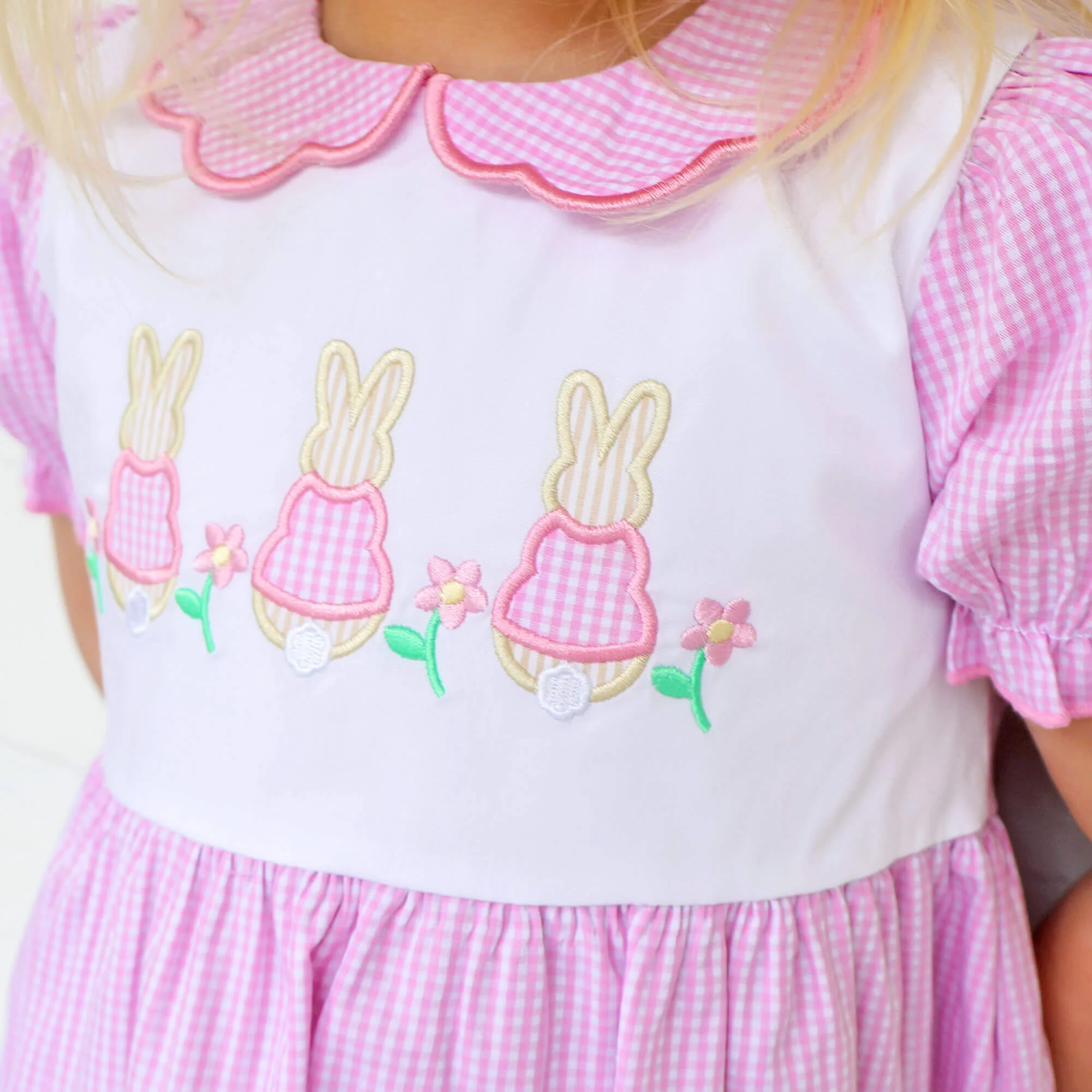 Storybook Bunny Trio Pink Gingham Bubble - Image 3