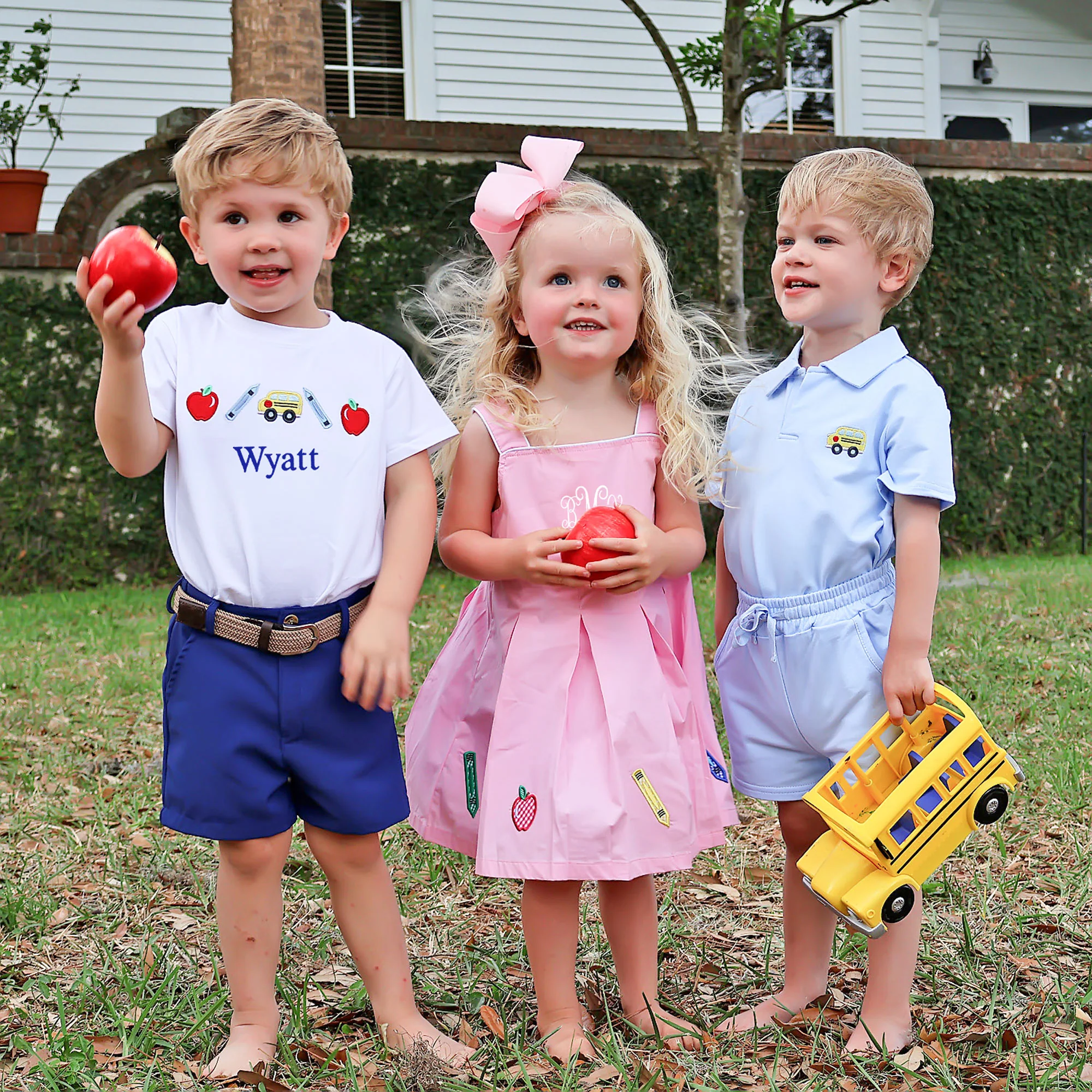 School Bus Light Blue Polo Short Set - Image 3