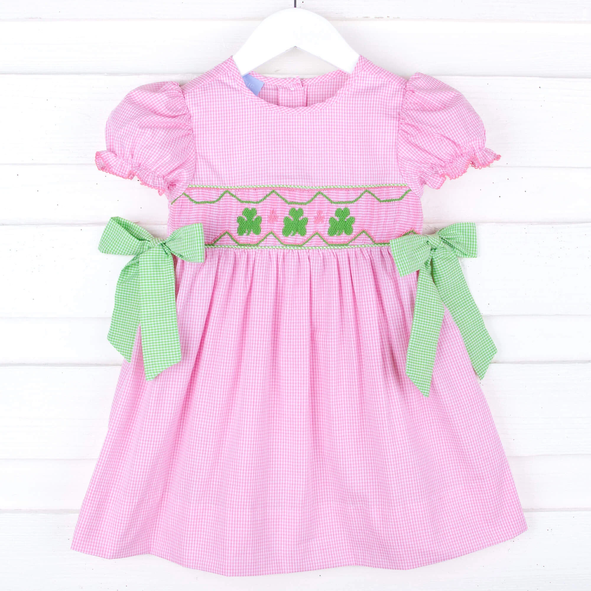 Clover Smocked Pink Gingham Beverly Dress
