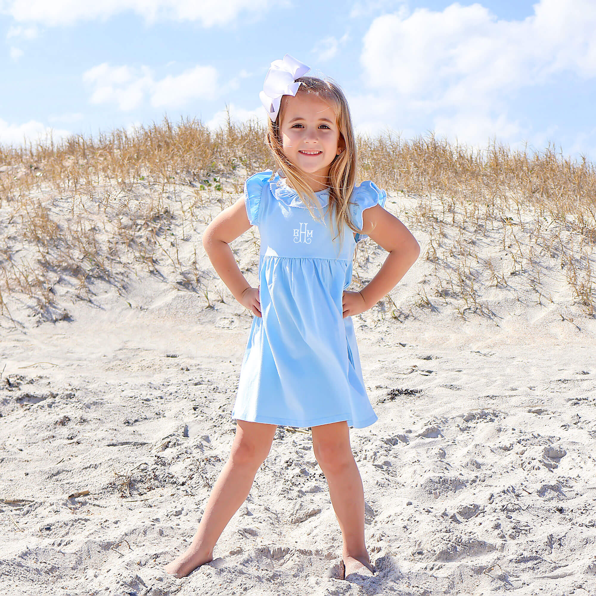 Colette Ruffle Collar Blue Knit Dress