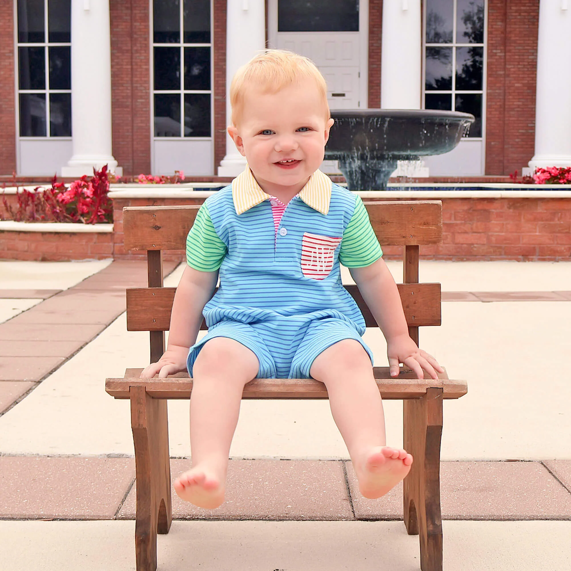 Colorblock Stripe Polo Romper