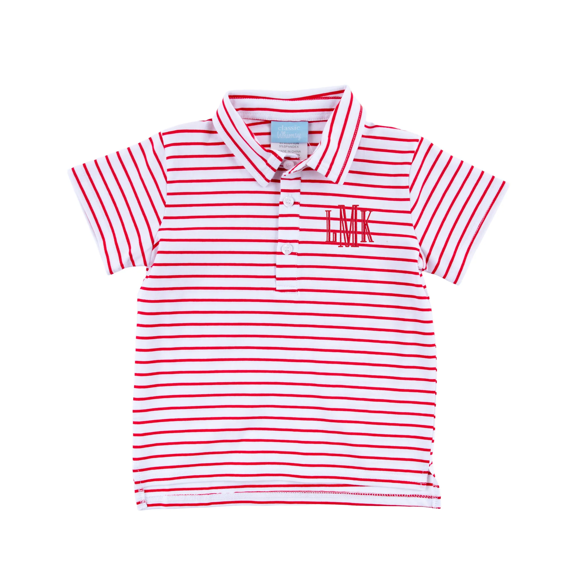 Crimson Red Stripe Knit Short Sleeve Polo